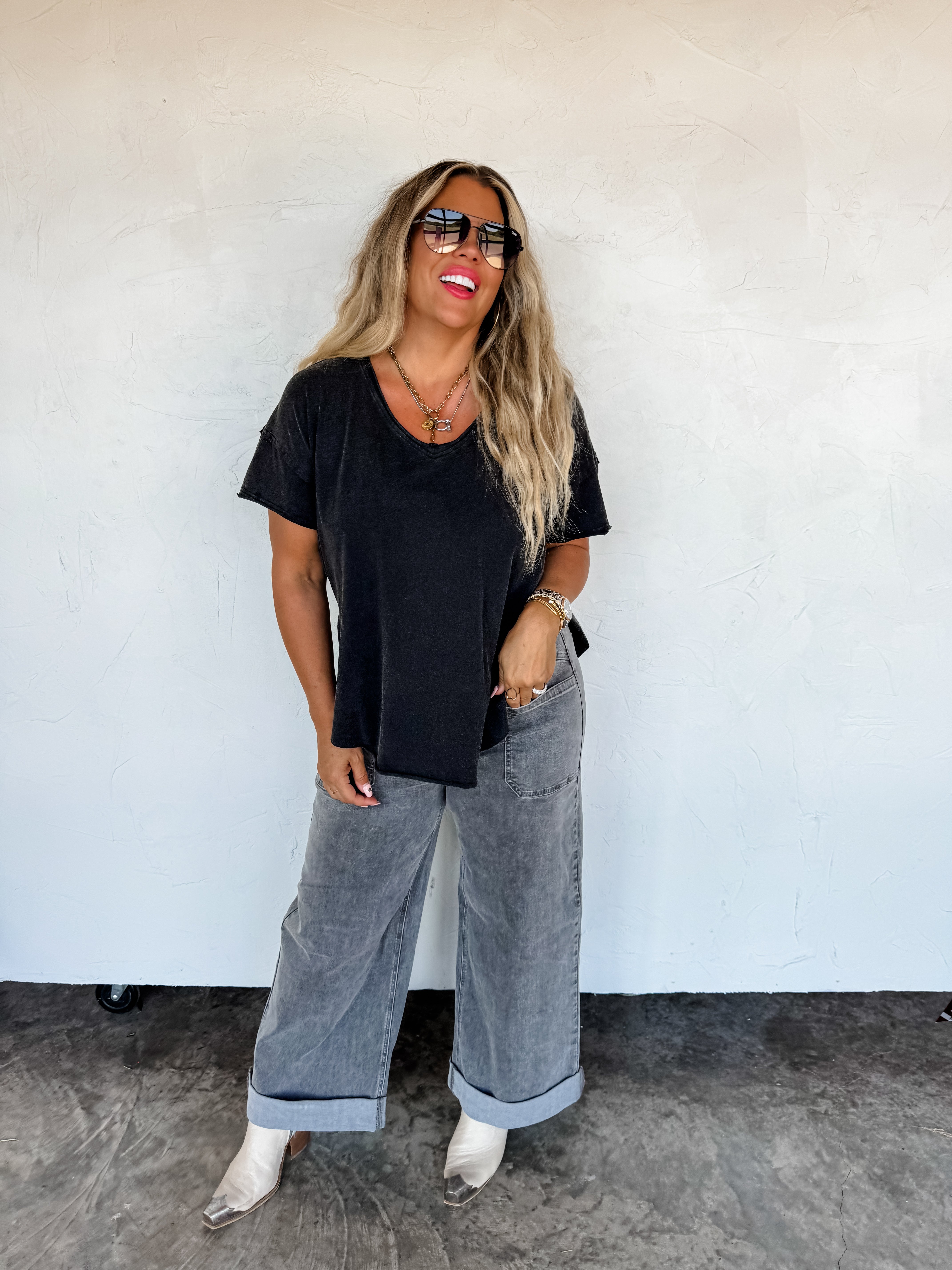 PRE-ORDER: JOEY VNECK WASHED COTTON BOYFRIEND TEE