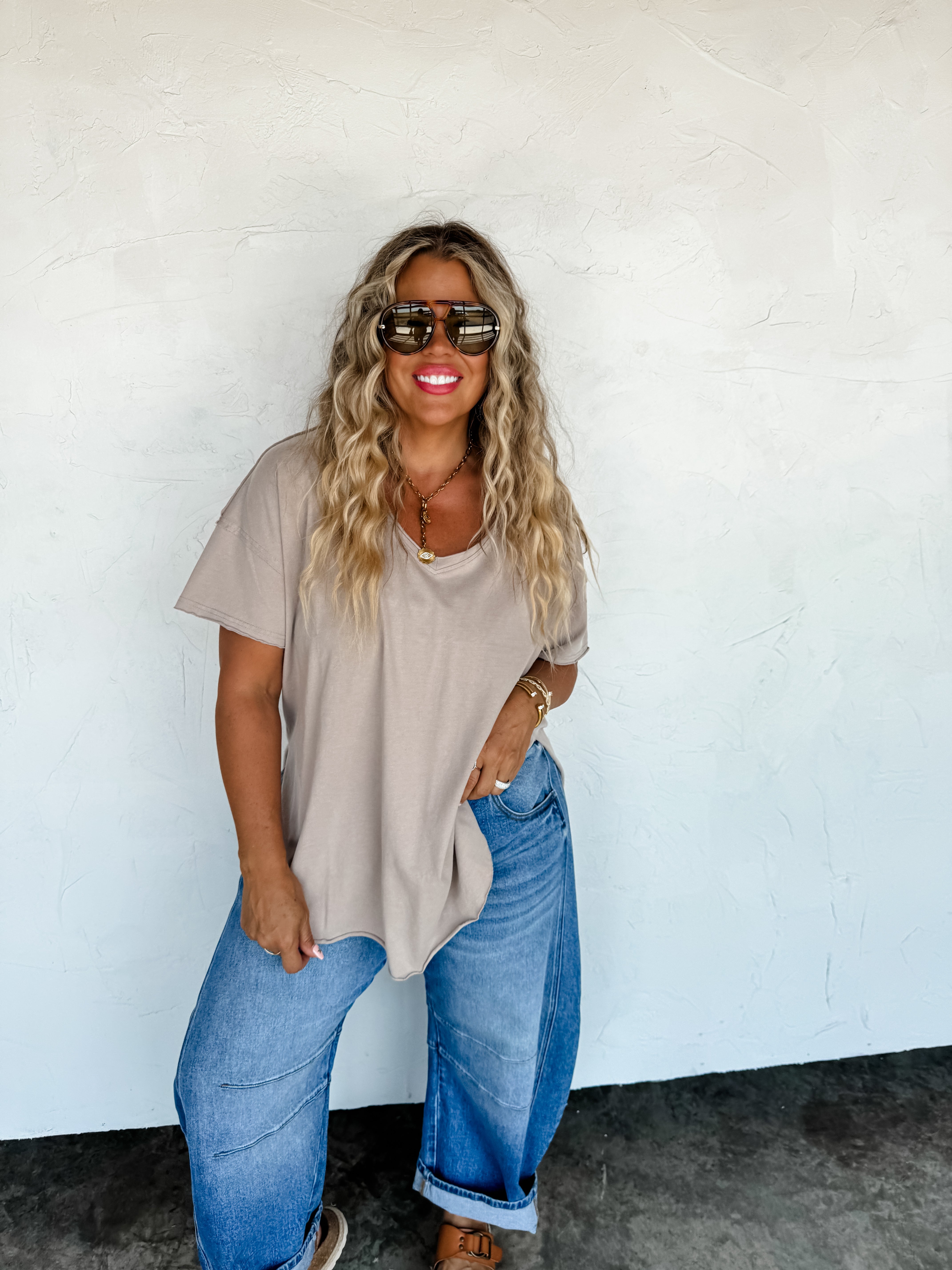 PRE-ORDER: JOEY VNECK WASHED COTTON BOYFRIEND TEE