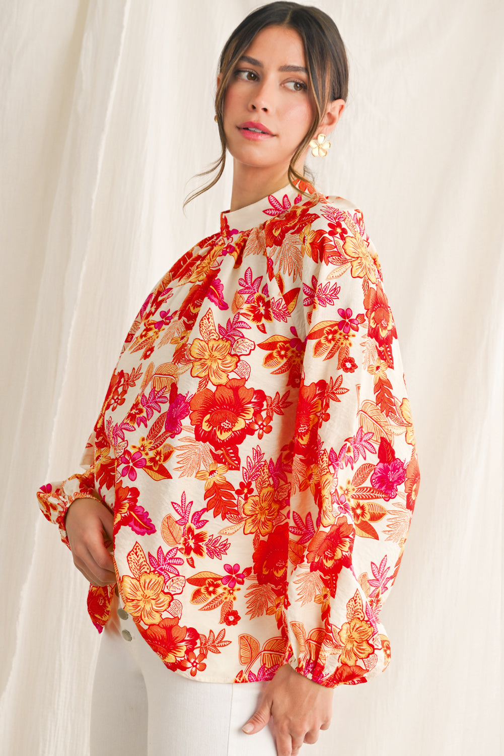 PRE-ORDER: Boho Floral Lantern Sleeve Blouse