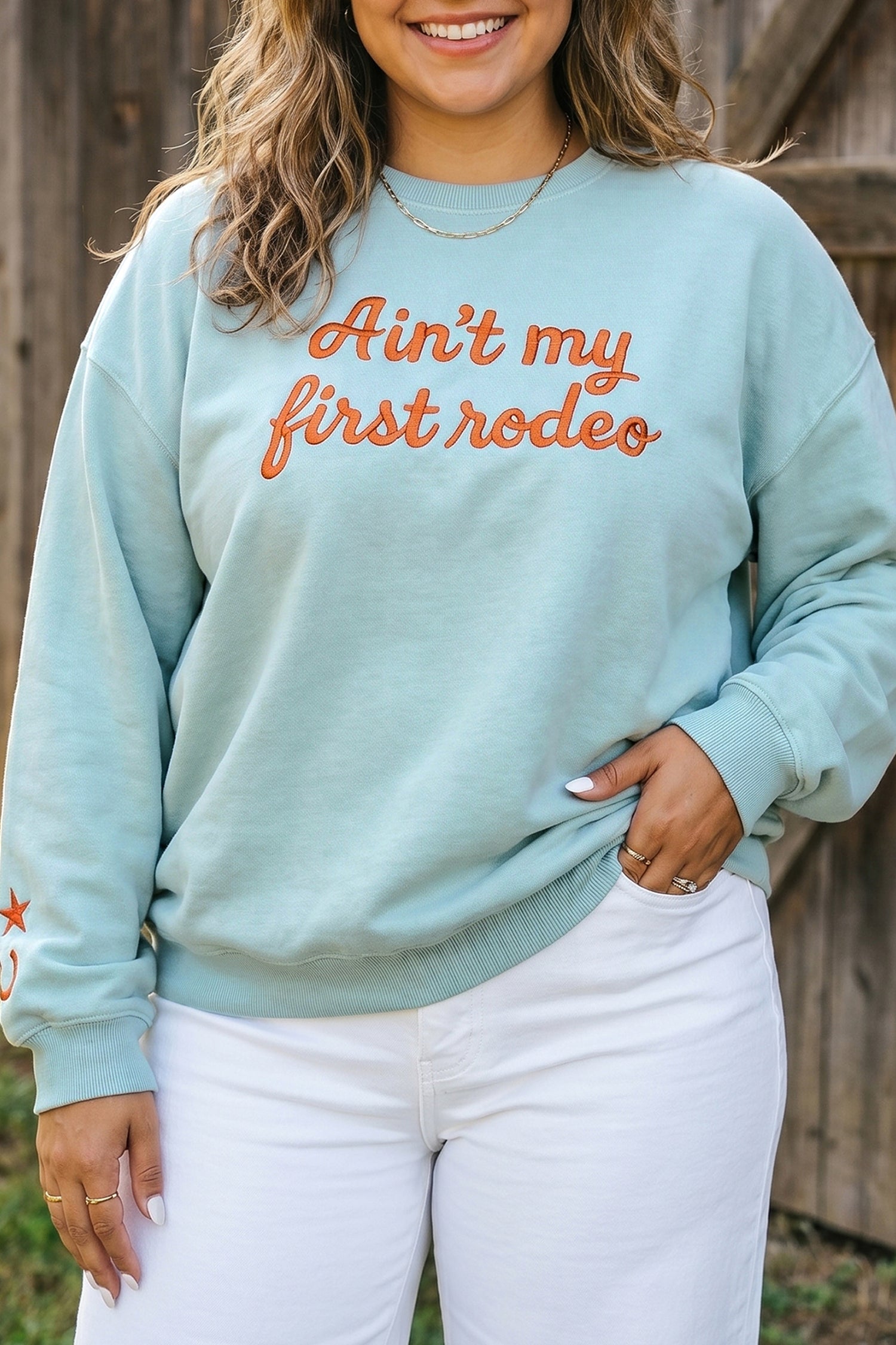 PRE-ORDER: Curvy - Letter Print Round Neck Loose Fit Long Sleeve Sweatshirt
