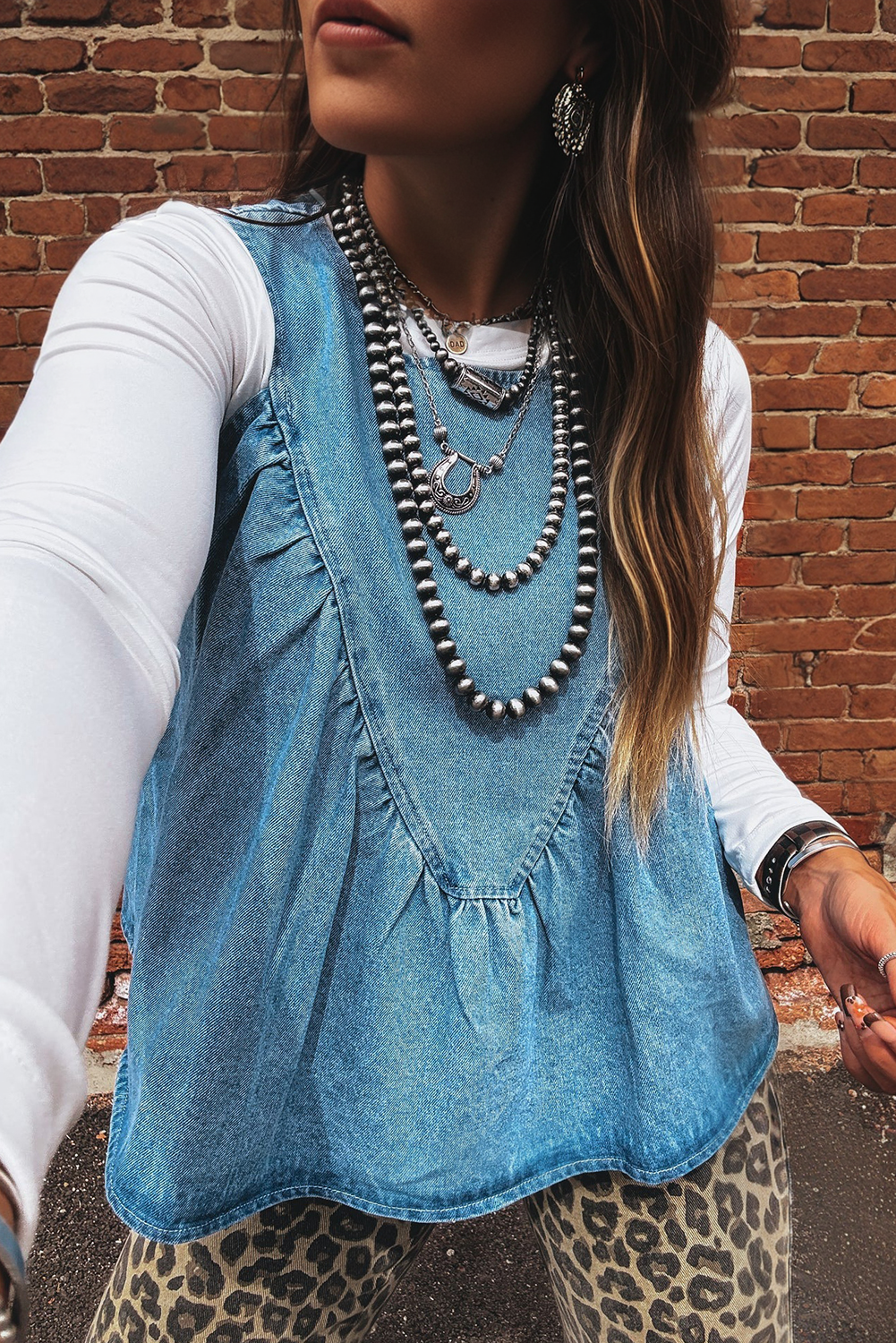 PRE-ORDER: Denim Pleated Patchwork Sleeveless Top