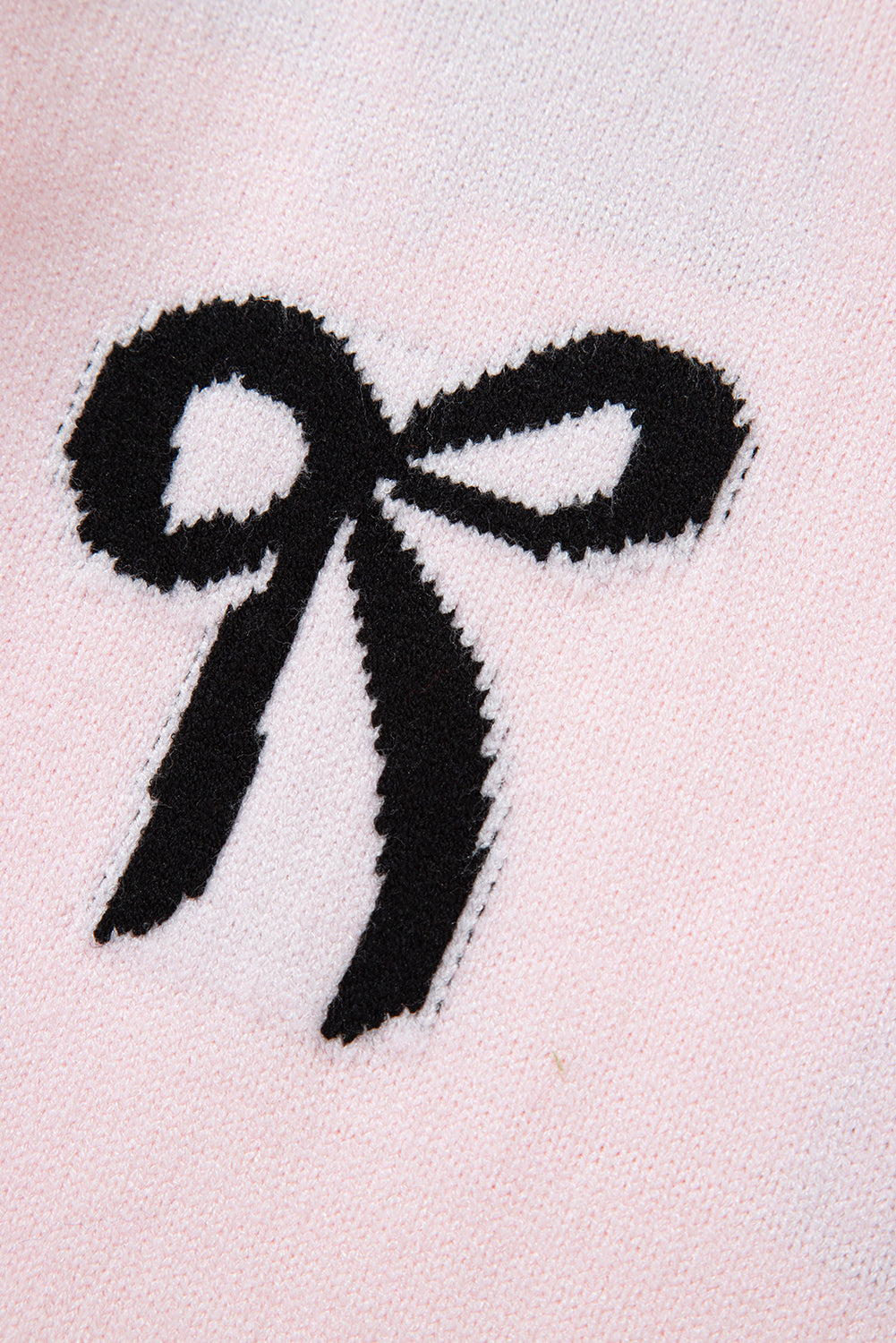 PRE-ORDER: Light Pink Bow Print Long Sleeve Loose Fit Sweater