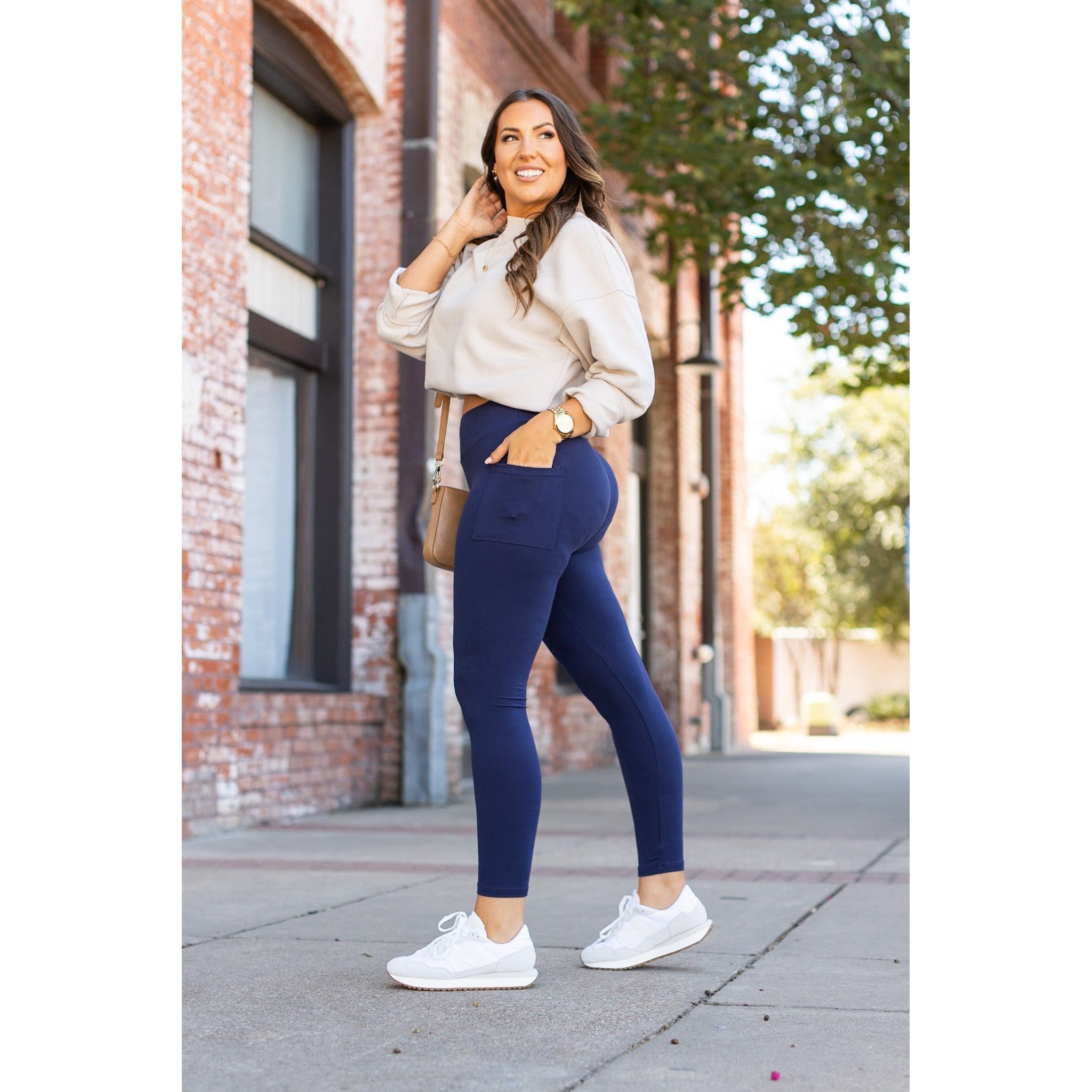 Navy Full-Length with Pocket Leggings - Luxe Leggings