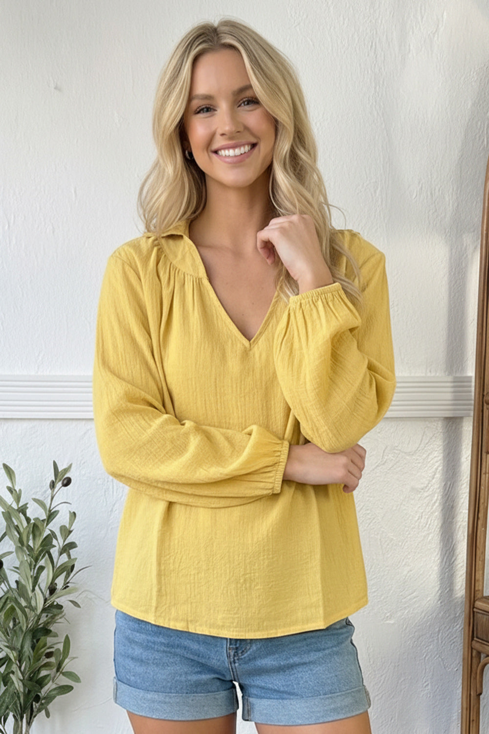 Sunny Side Up V Neck Blouse