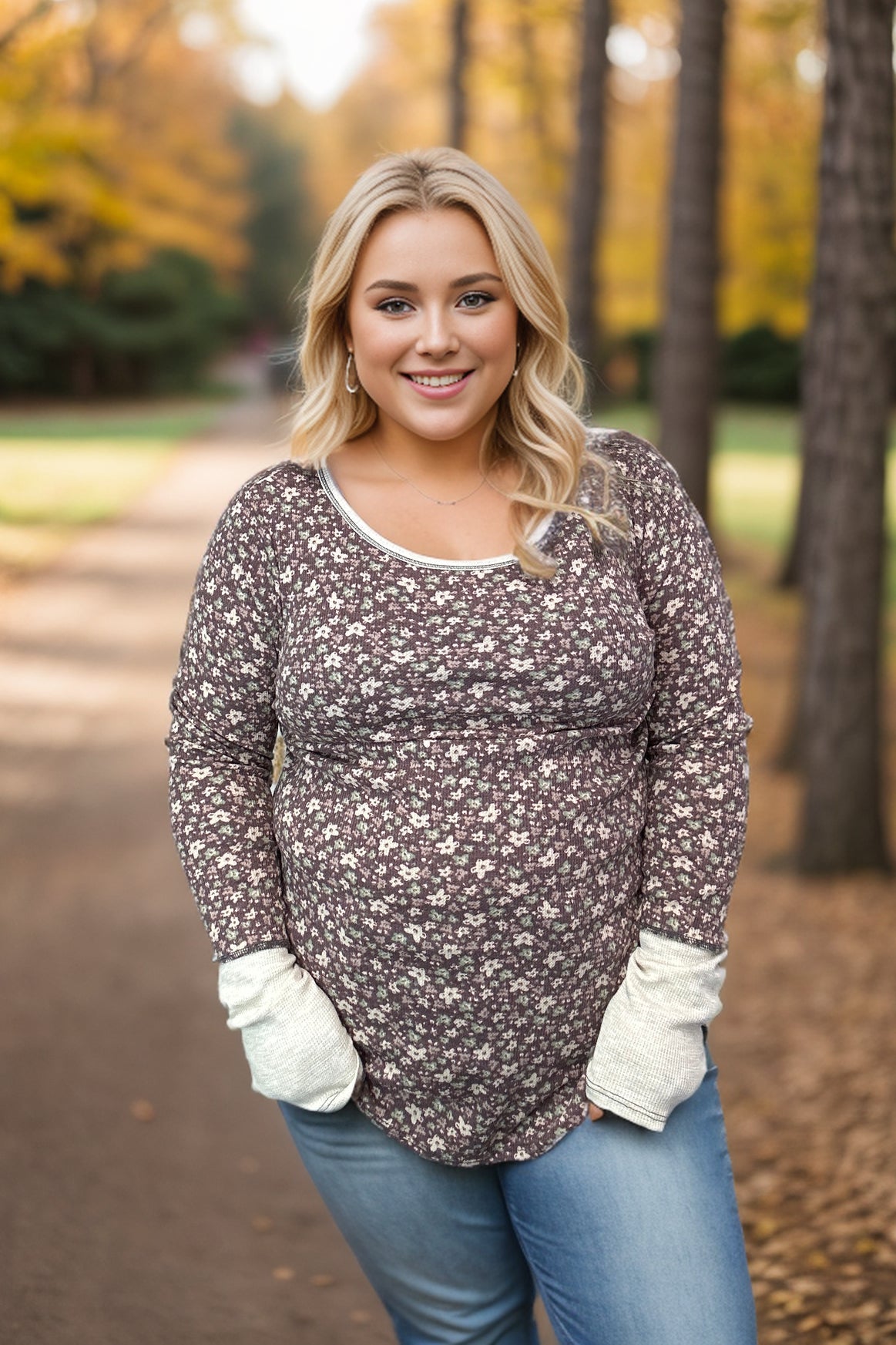 Aster Floral Thumbhole Top