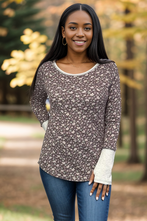 Aster Floral Thumbhole Top