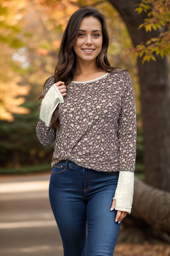 Aster Floral Thumbhole Top