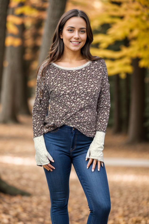 Aster Floral Thumbhole Top