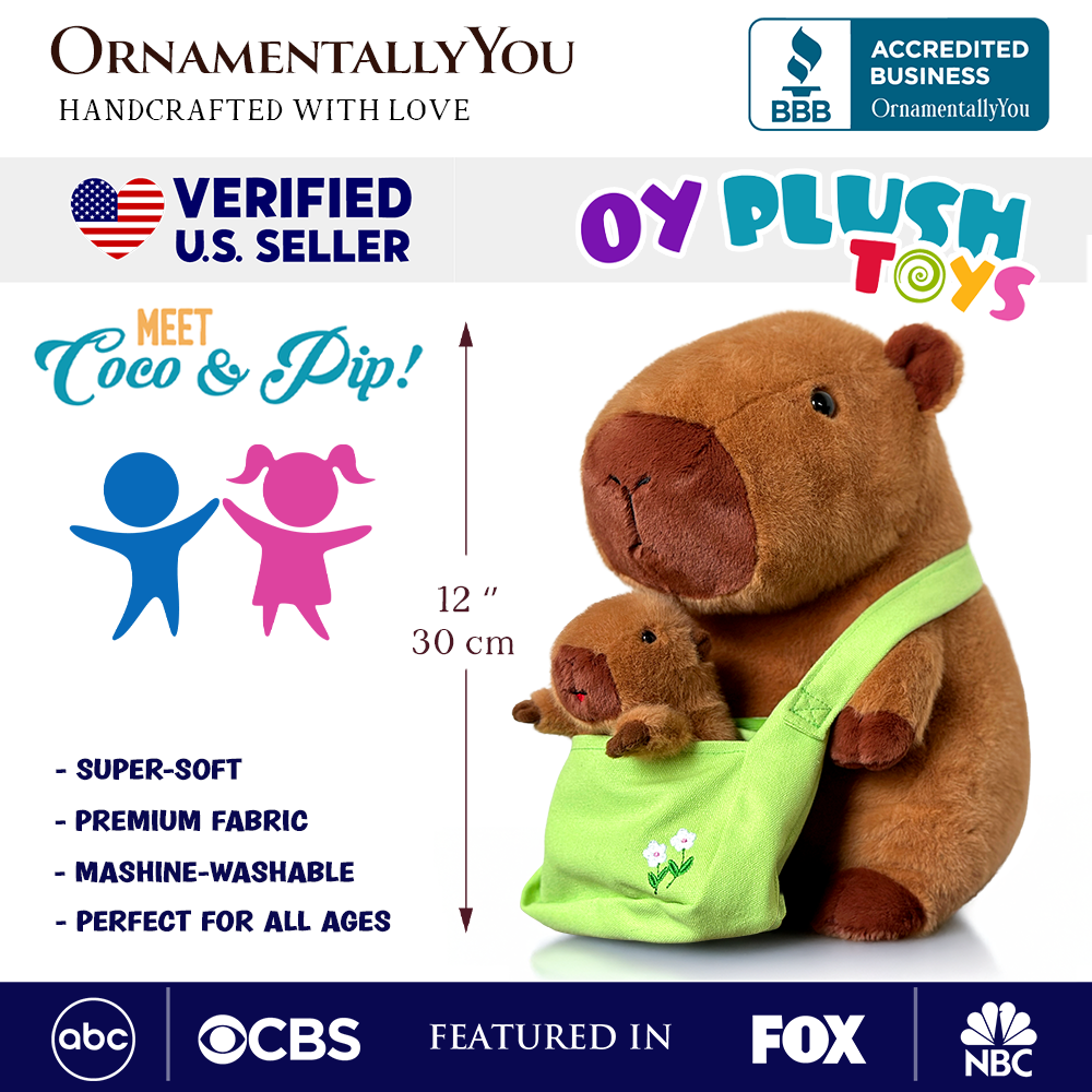 (PRE ORDER) Coco the Capybara and Her Baby Plushie Set, Adorable 12" Stuffed Animal Toy Gift