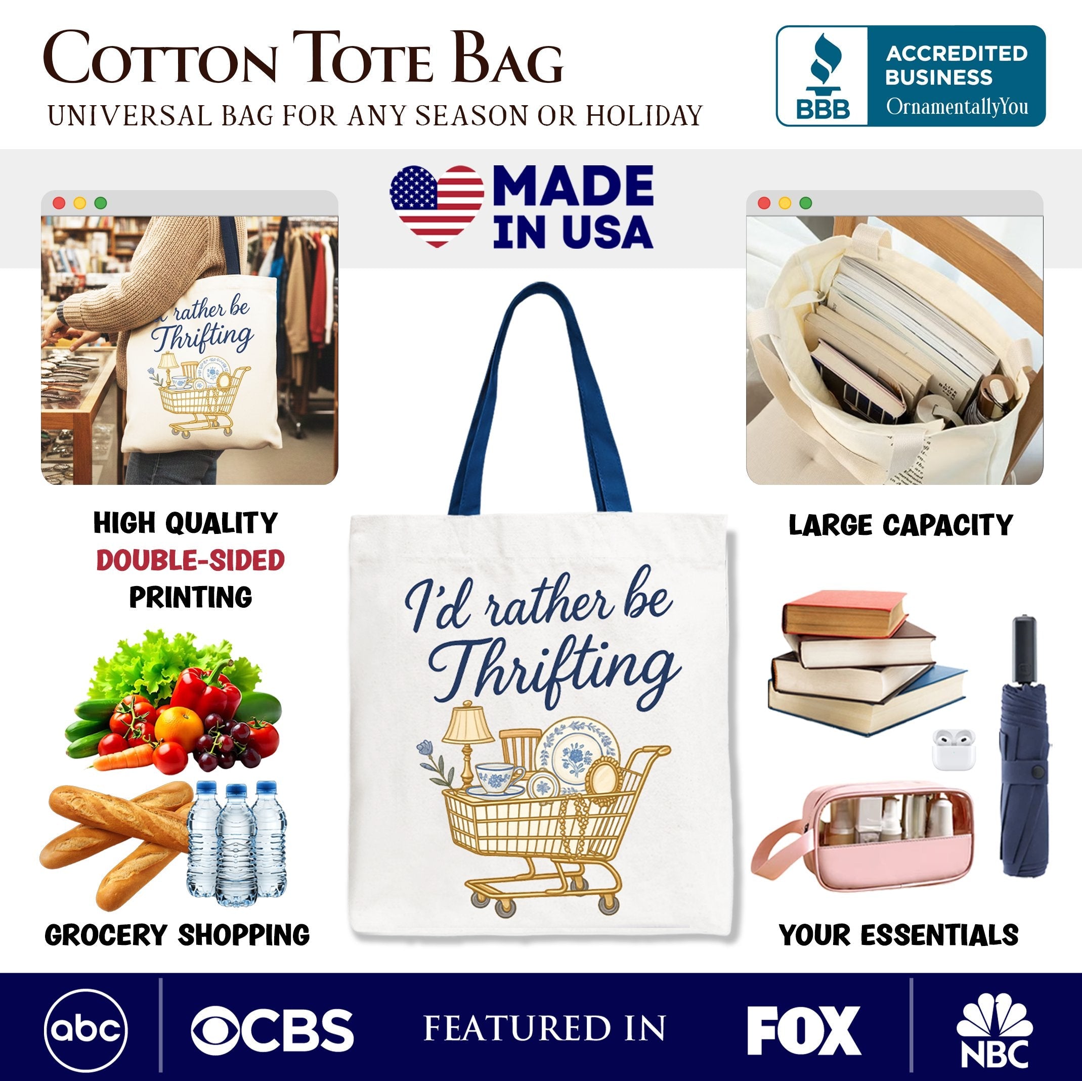 I’d Rather Be Thrifting Canvas Tote Bag