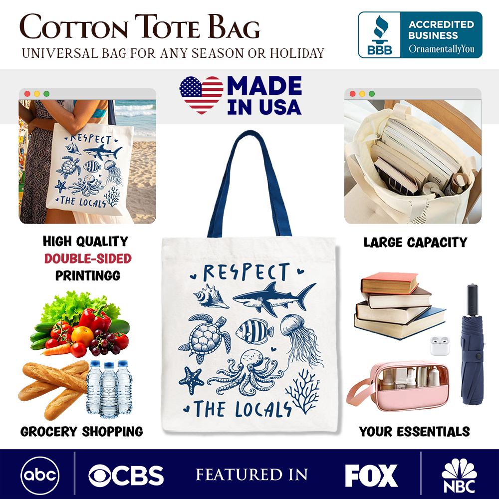 Respect the Locals Ocean Animals Canvas Tote Bag