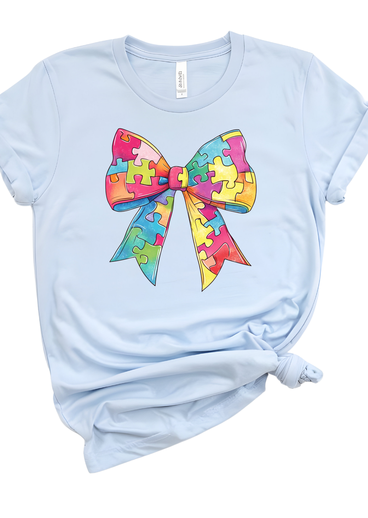Autism Puzzle Piece Bow Bella Canvas T-Shirt