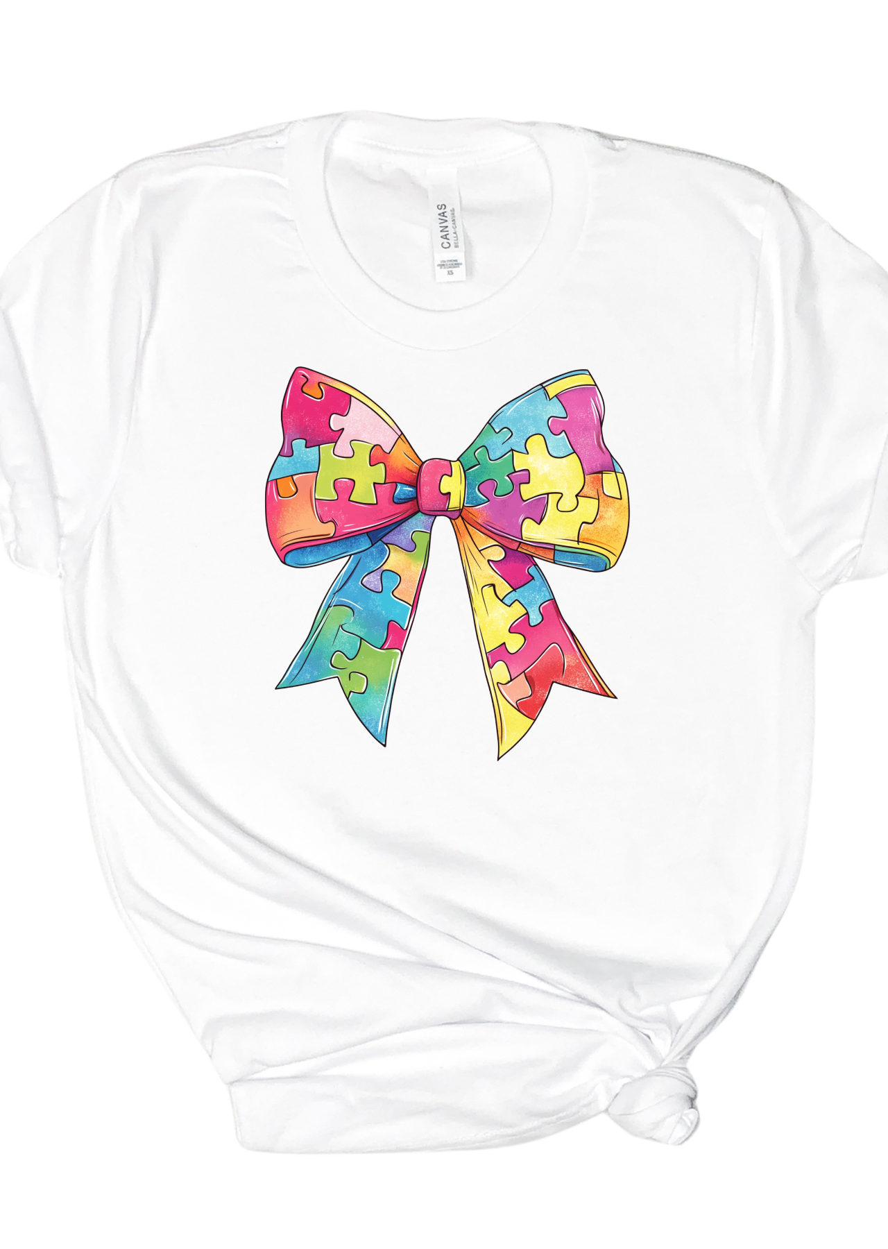 Autism Puzzle Piece Bow Bella Canvas T-Shirt