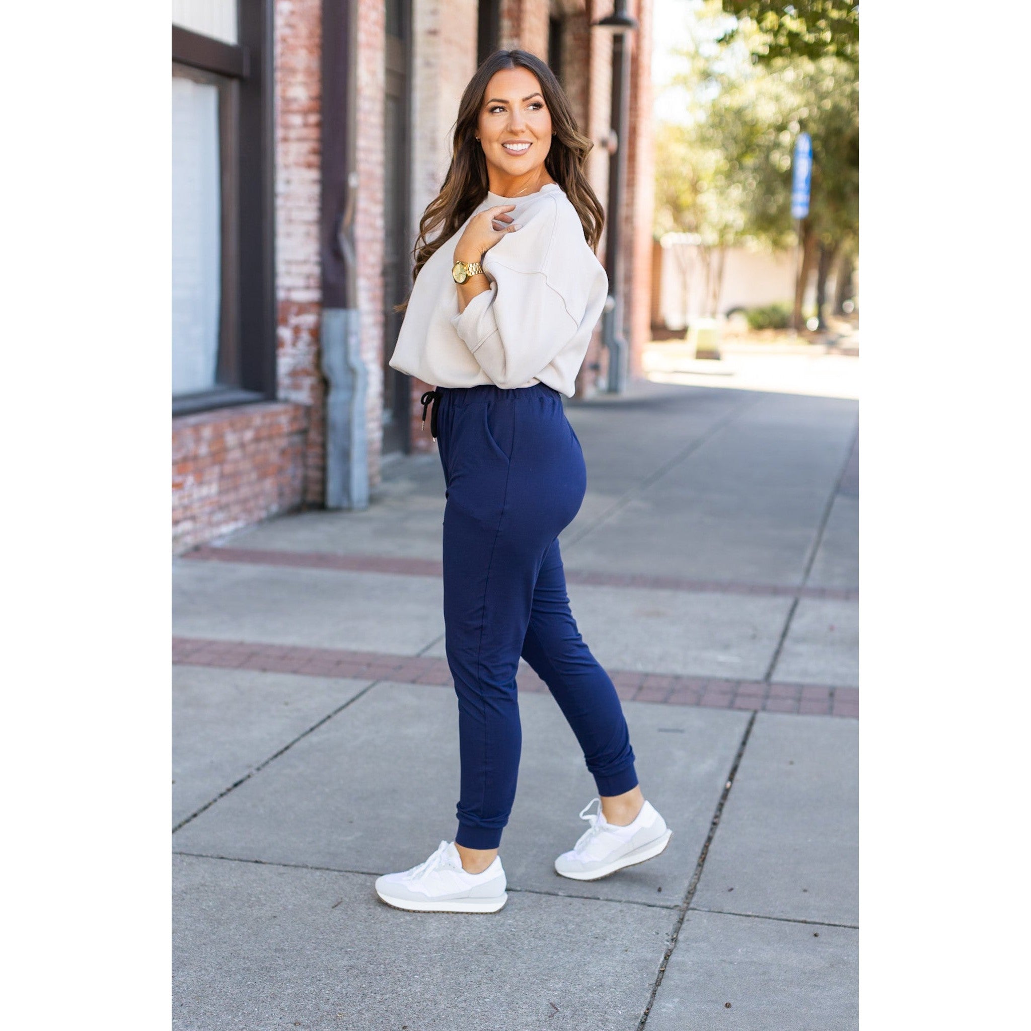 The Nora Navy Joggers  - Luxe Leggings