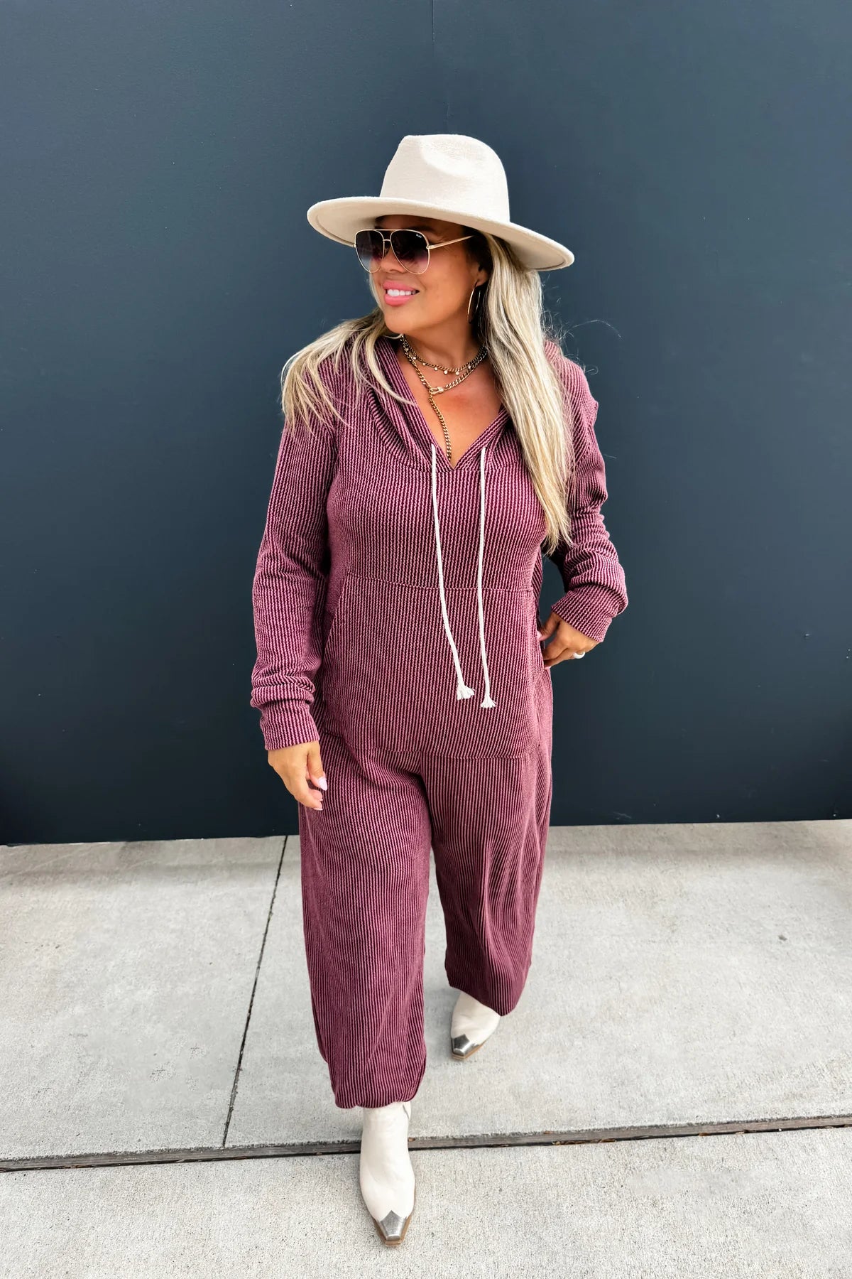 RIBBED HAYDEN HOODIE JUMPSUIT