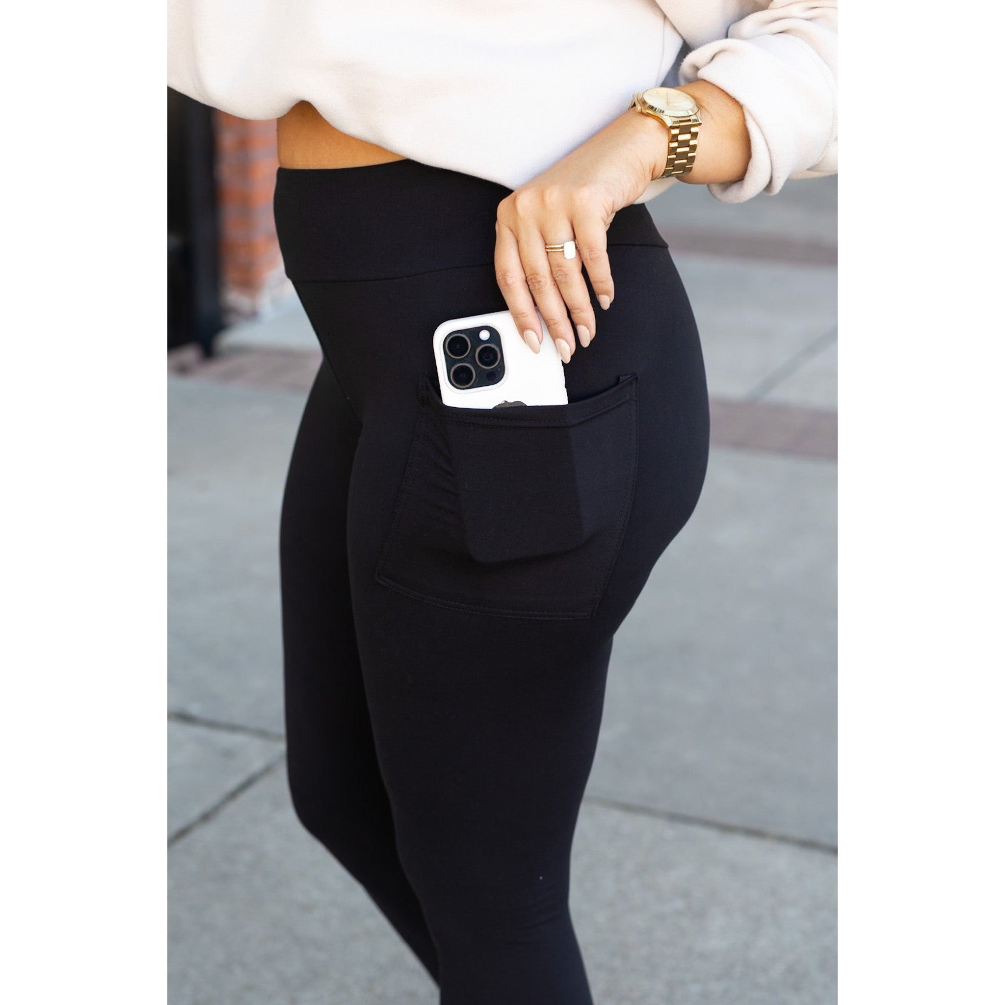 BLACK FULL-LENGTH Leggings with POCKET - Luxe Leggings