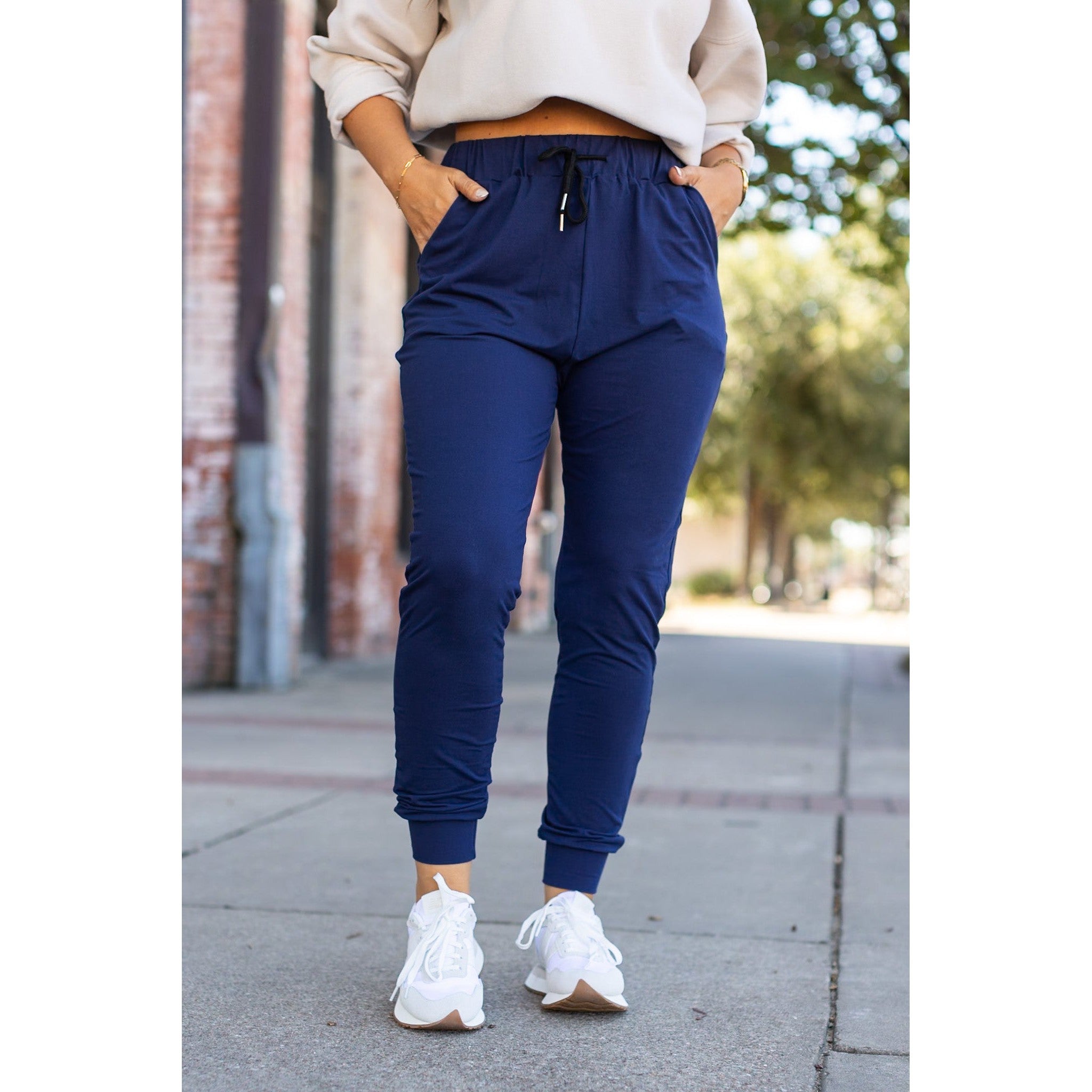 The Nora Navy Joggers  - Luxe Leggings