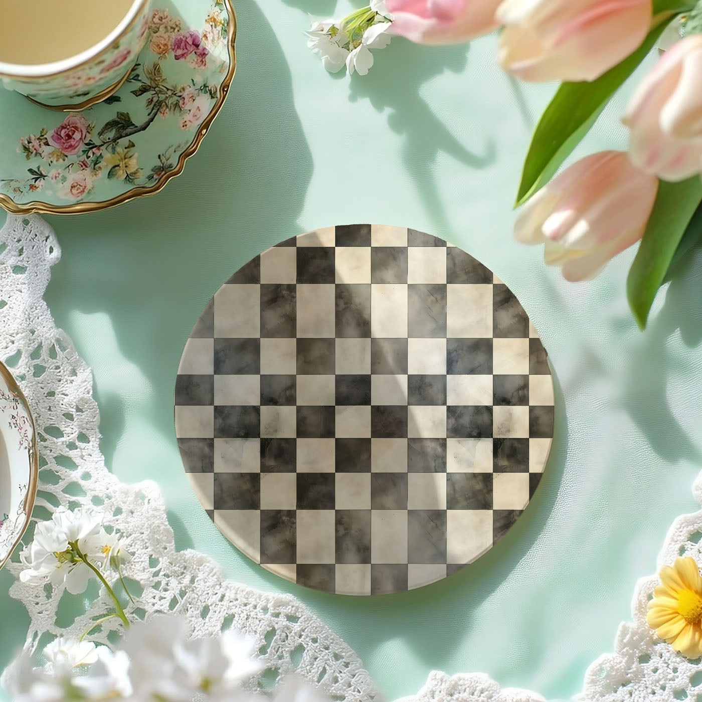 Courtly Check Coasters