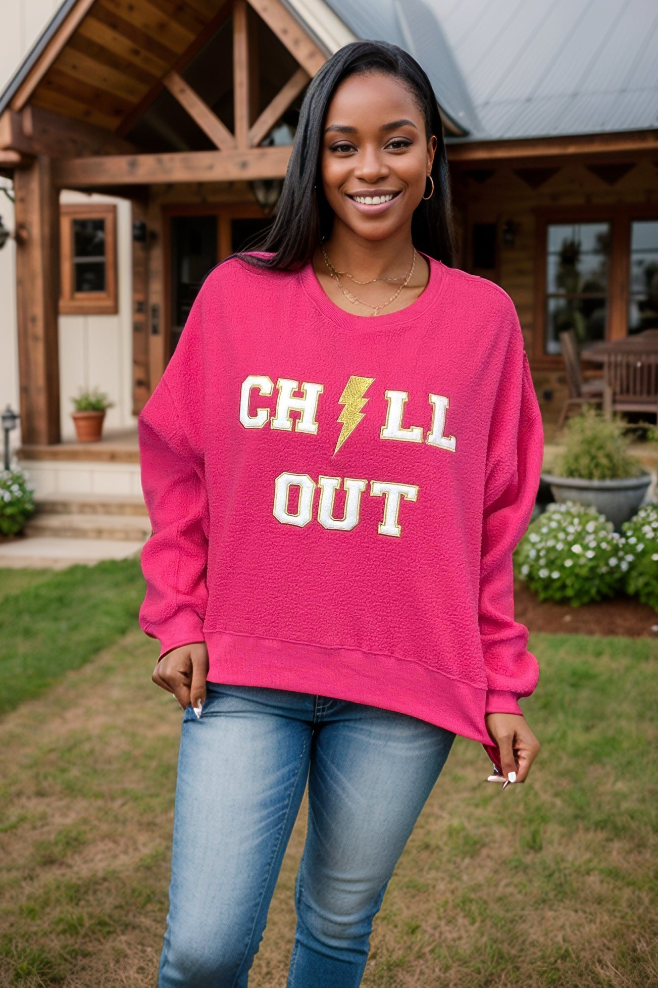 Bolt Up & Chill Out Fuchsia Sweater