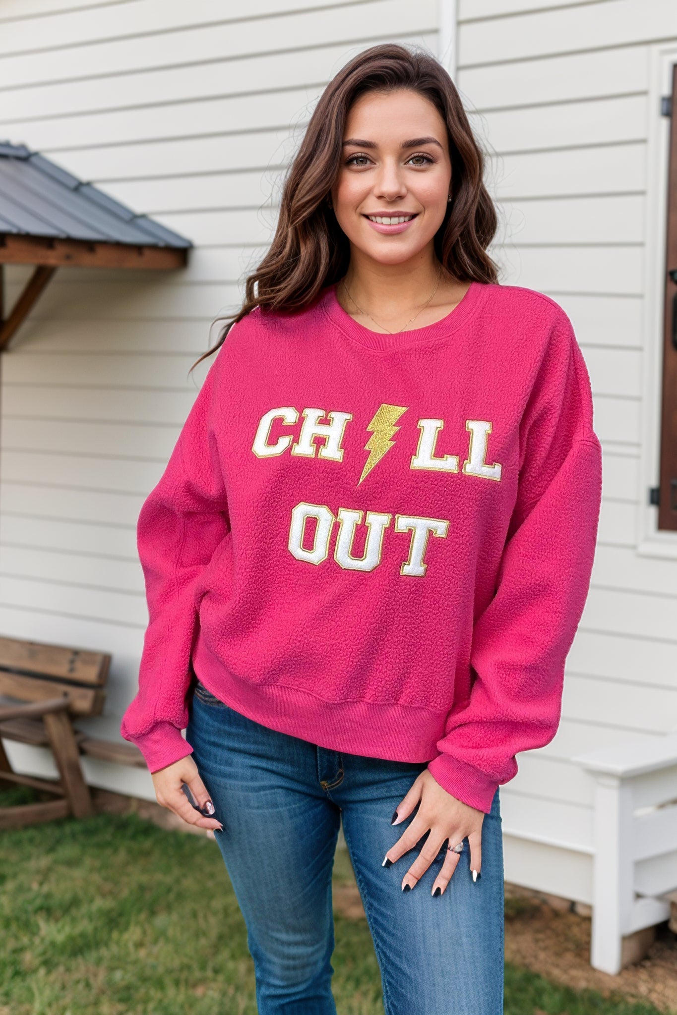 Bolt Up & Chill Out Fuchsia Sweater