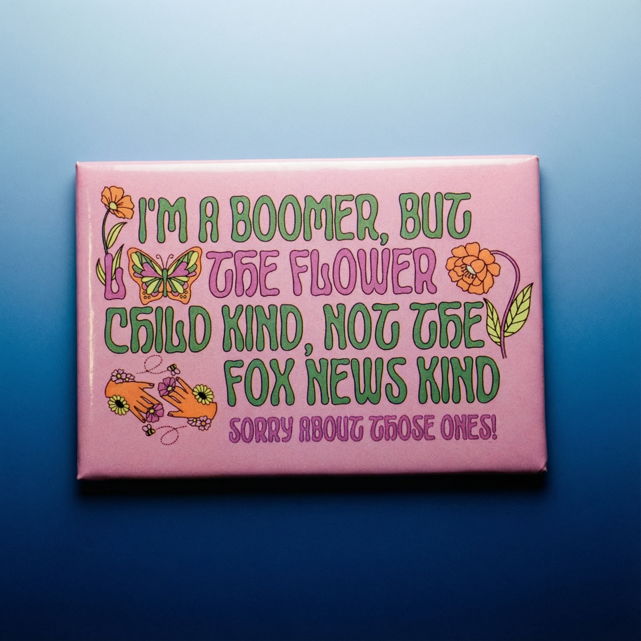 Boomer But Not the Fox News Kind Tote Bag and Magnet Bundle | Canvas Tote and Glossy Refrigerator Magnet