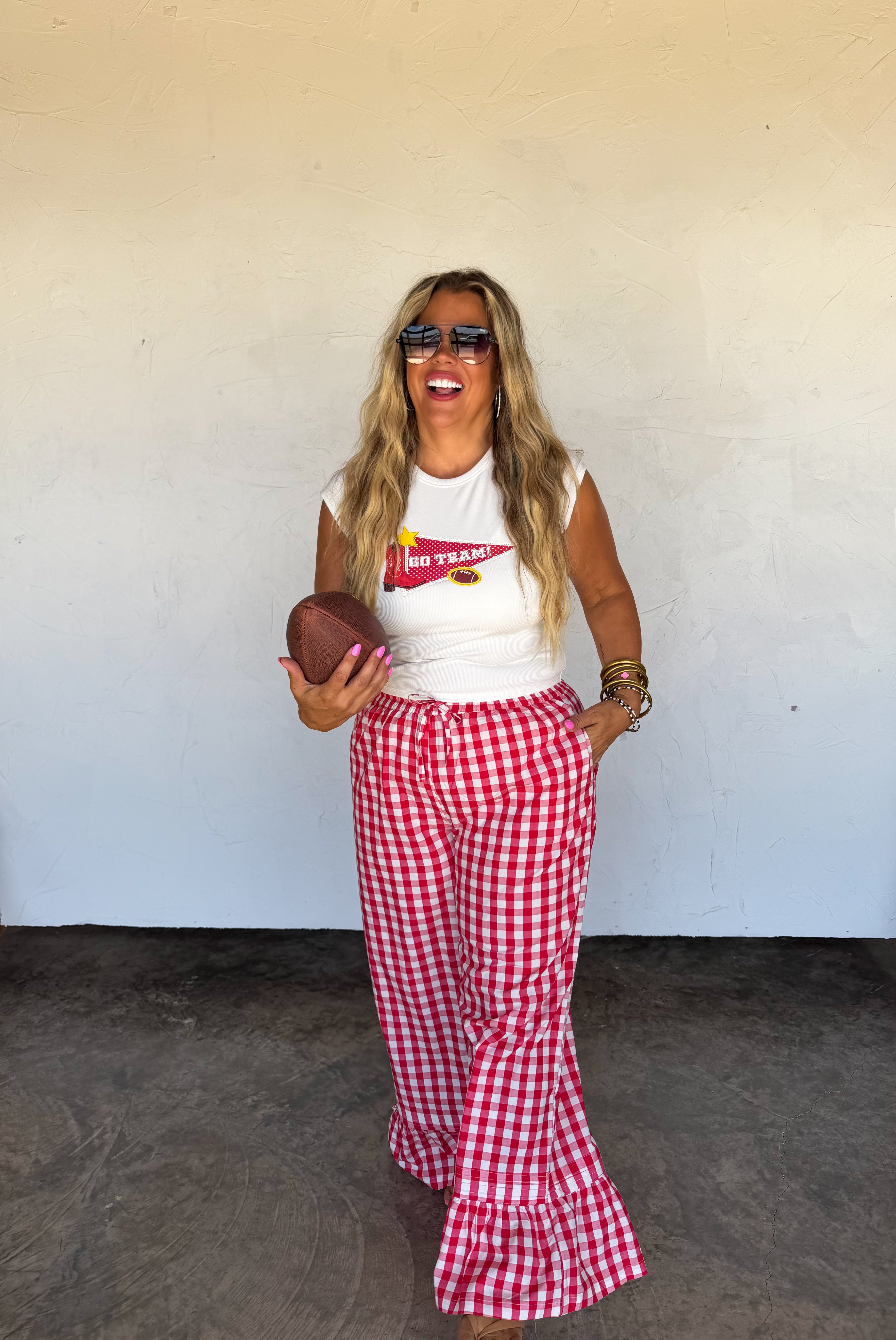 PRE-ORDER: DIXIE GINGHAM RUFFLE PANTS