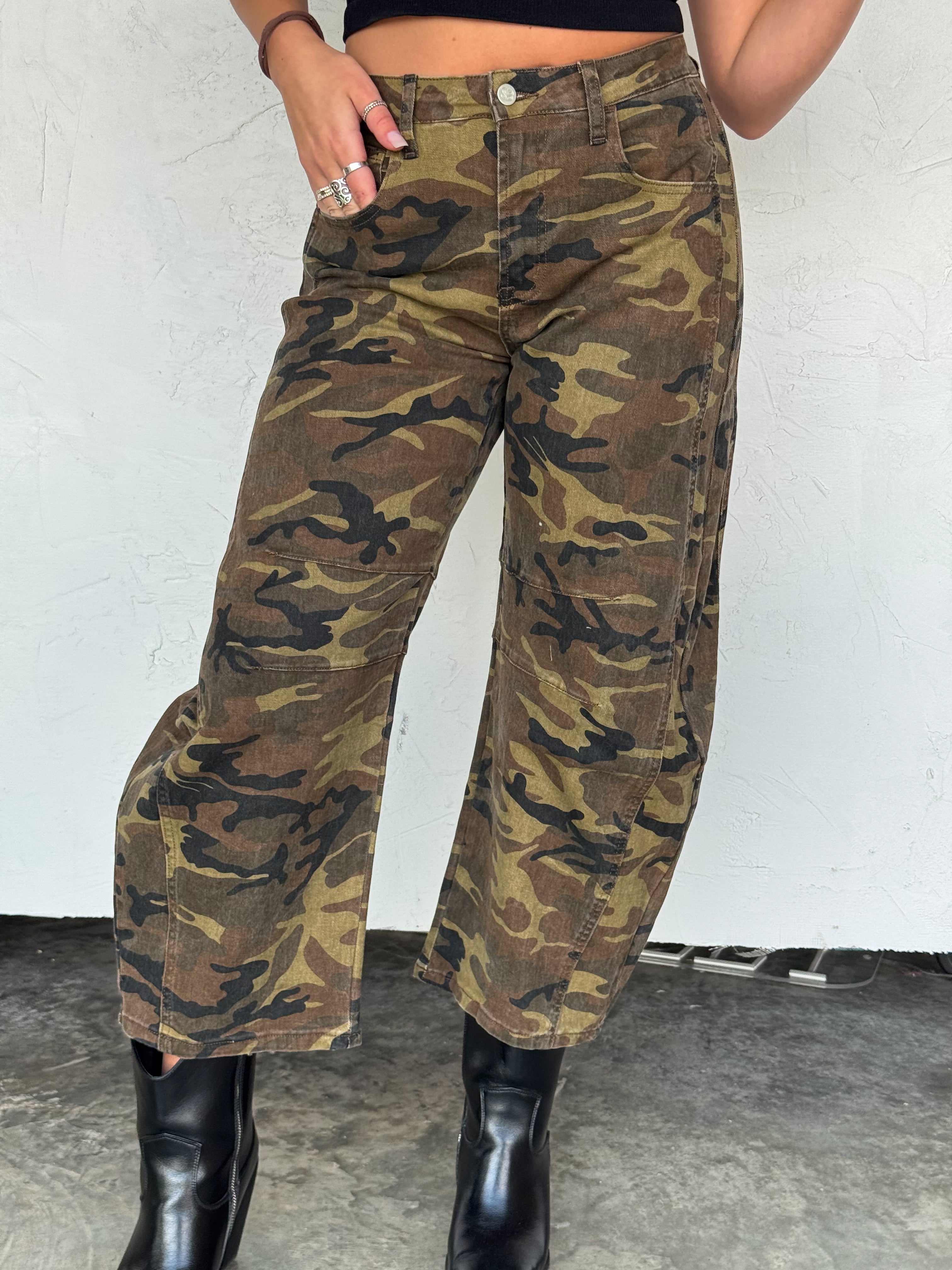 PRE-ORDER: BEX CAMO BARREL JEANS
