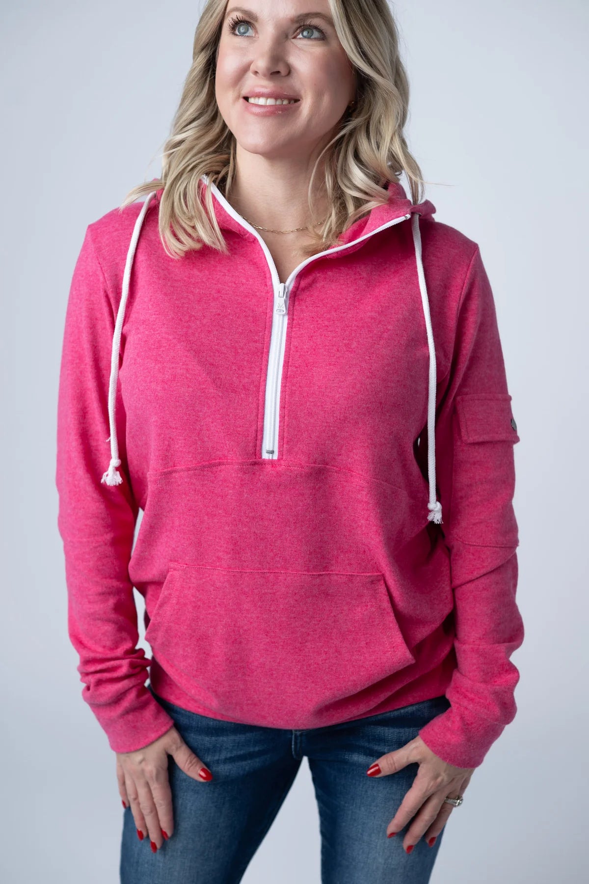 Pixie Pocket Halfzip Hoodie - Hot Pink