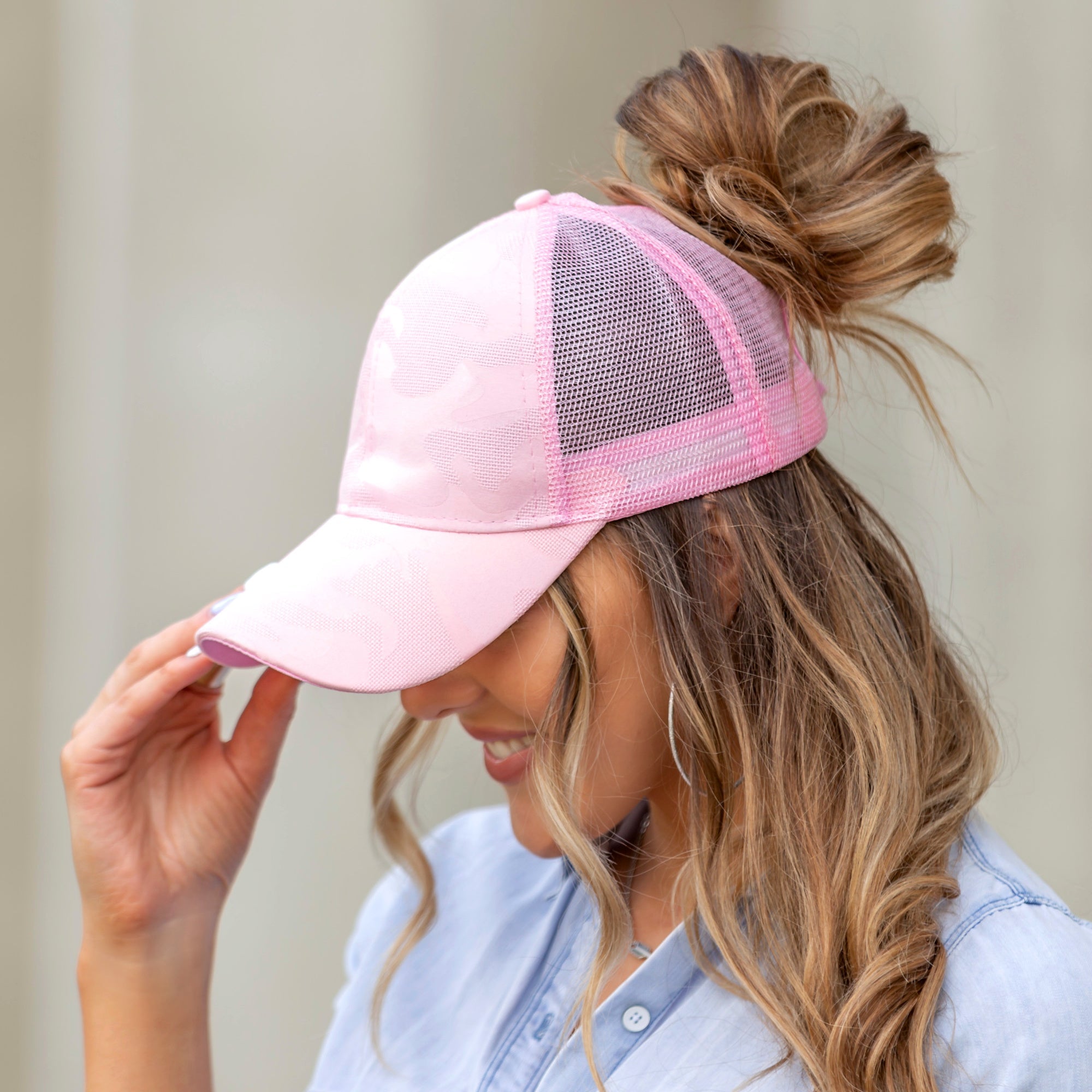 Camo Messy Bun Cap