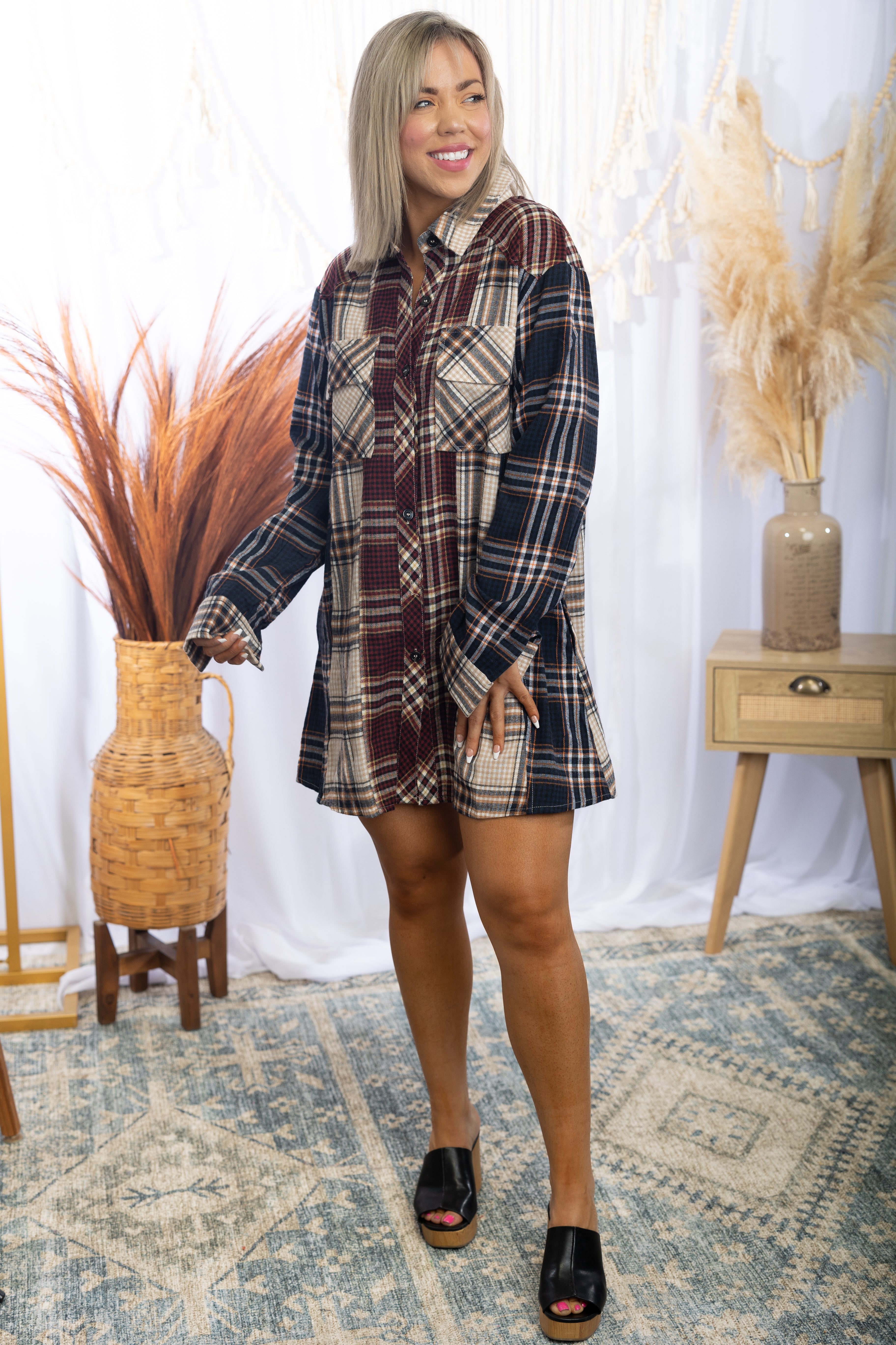 Chasin' You Tunic Flannel Dress
