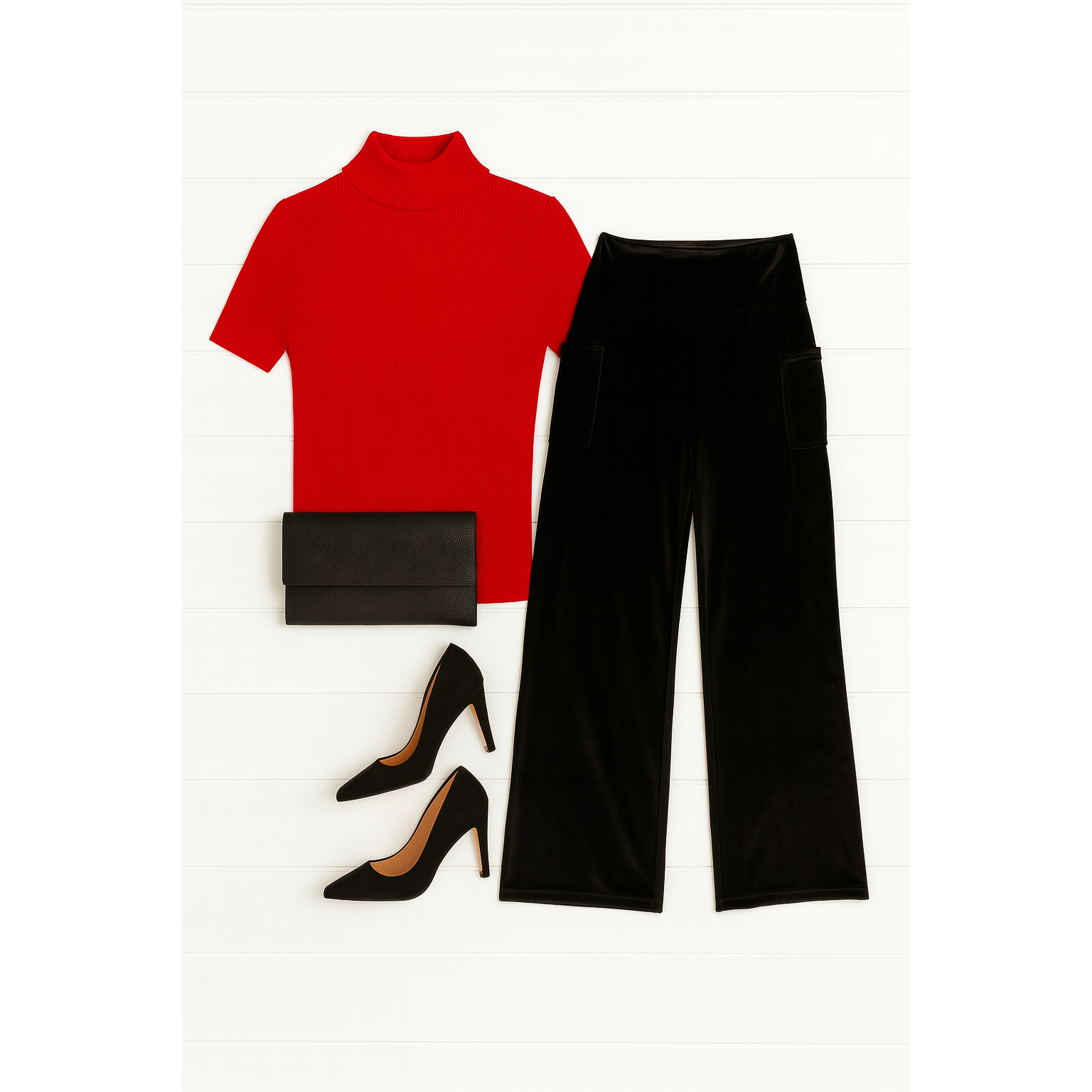 The Regina - Black Velvet Wide Leg Pants