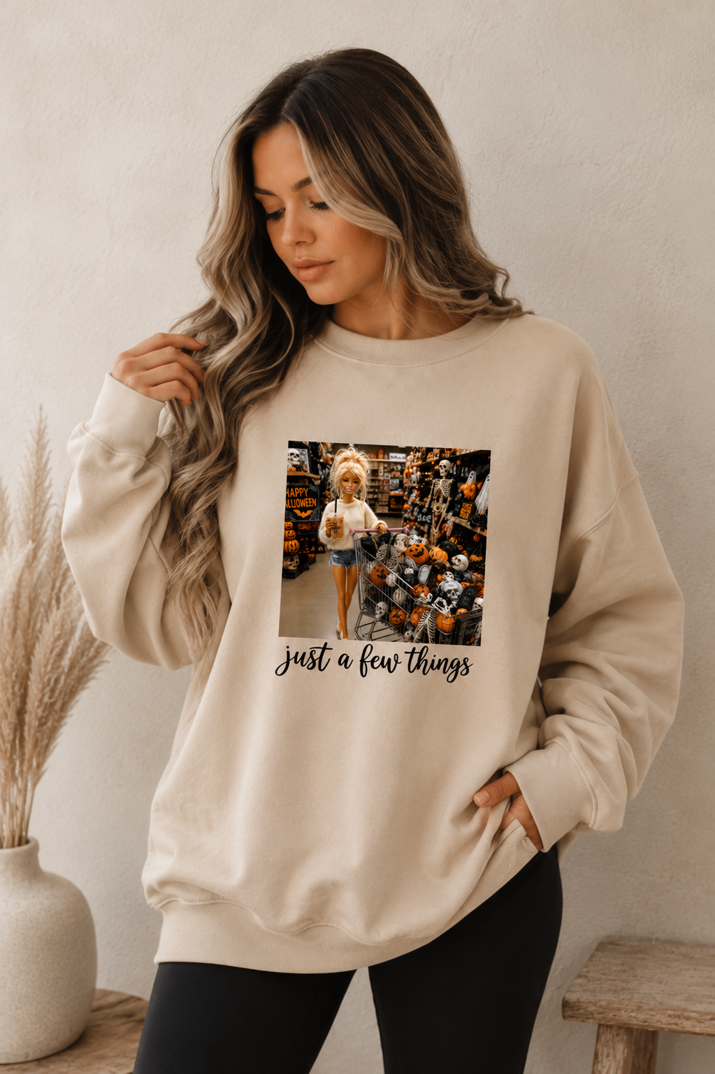 Just a Few Things Doll Face Graphic Crewneck Sweatshirt