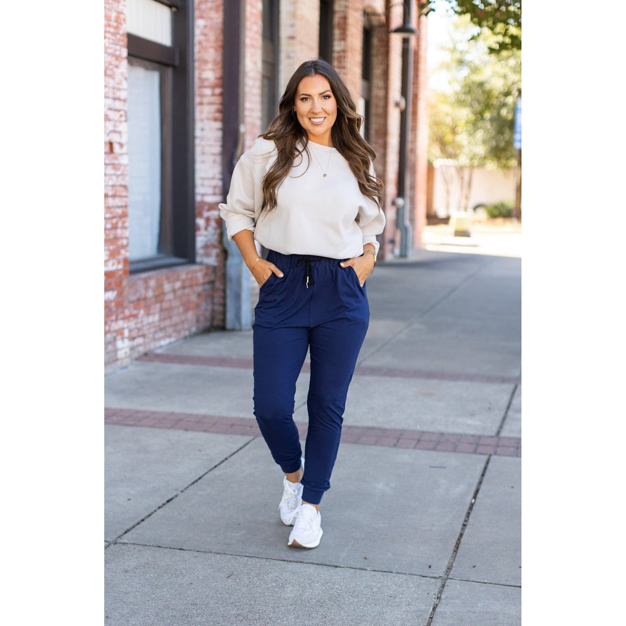 The Nora Navy Joggers  - Luxe Leggings