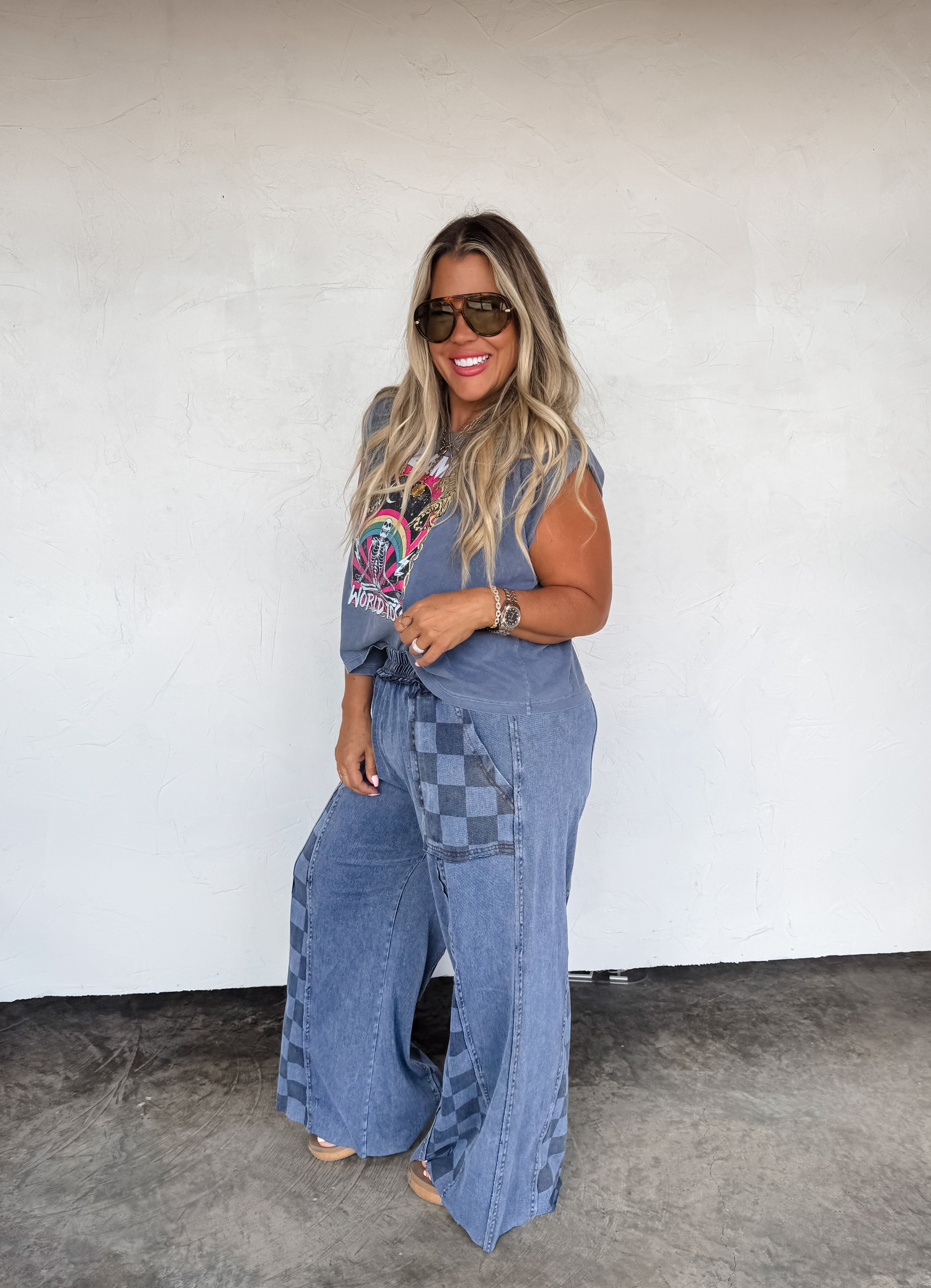 PRE-ORDER: GROOVE ON CHECKER FLARE PANTS