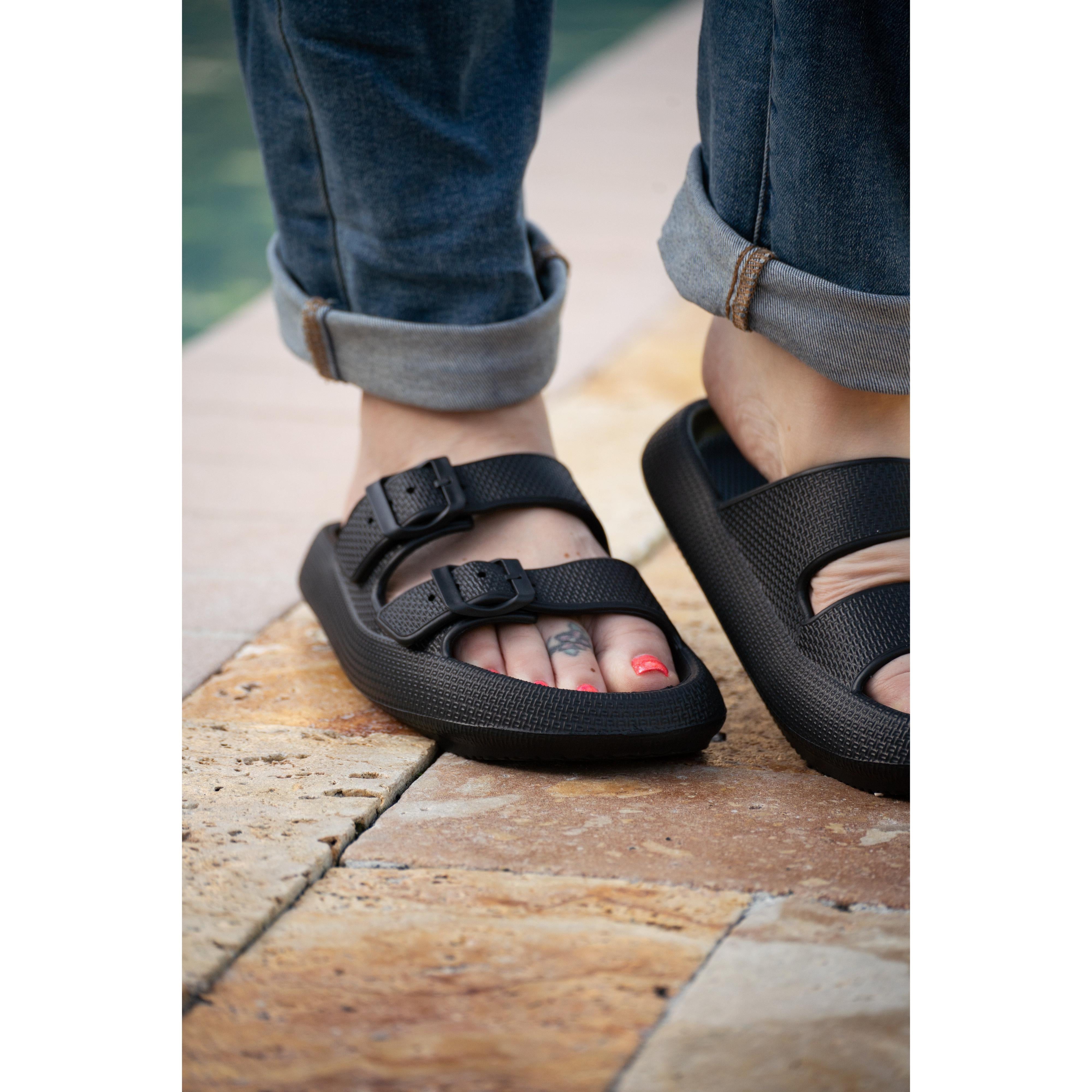 Ready to Ship | Black Buckle Slides