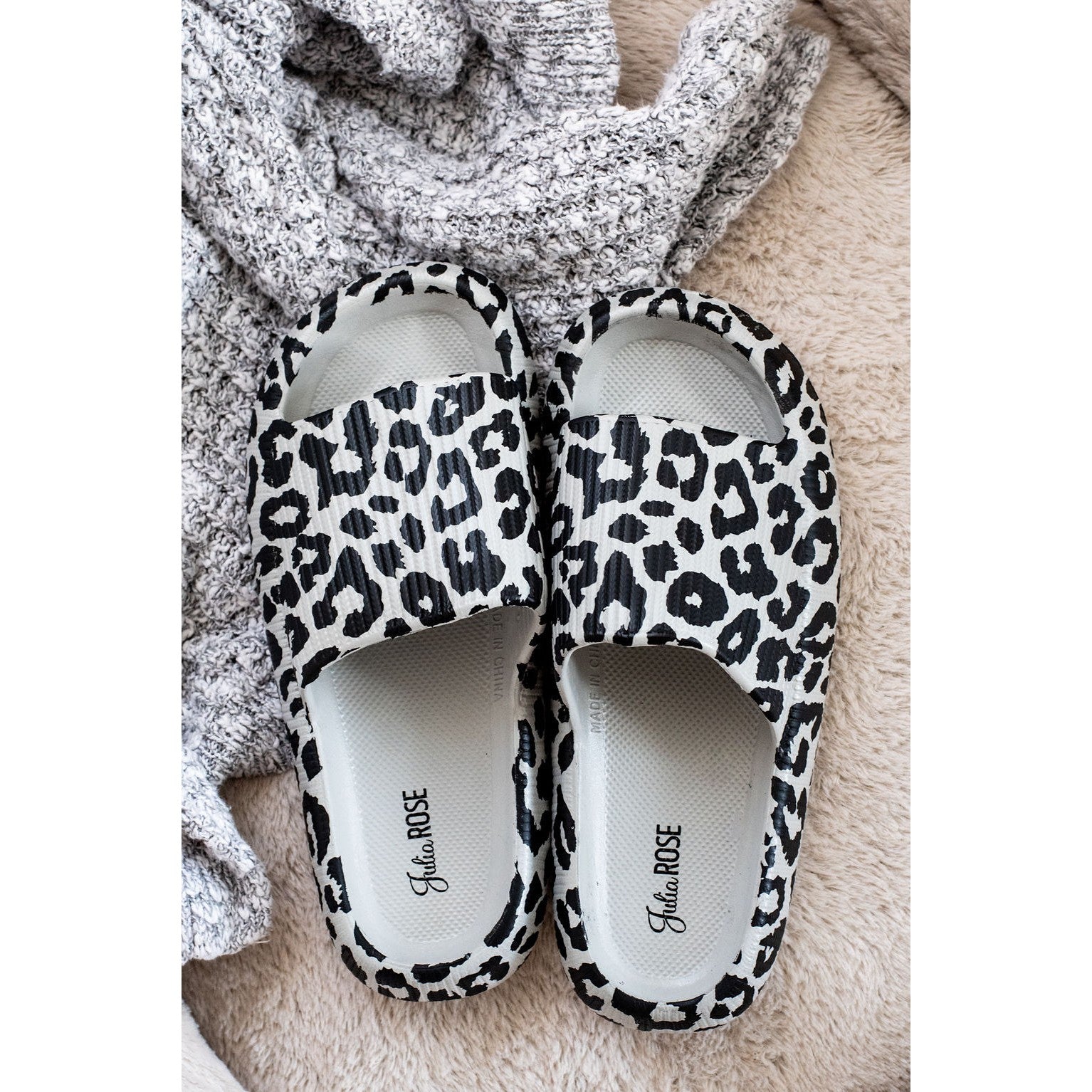 Gray Leopard Insanely Comfy Beach or Casual Slides