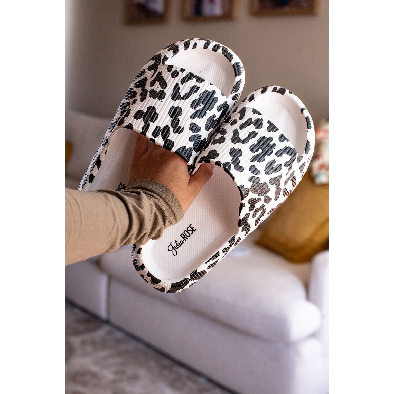 White Leopard Insanely Comfy Beach or Casual Slides