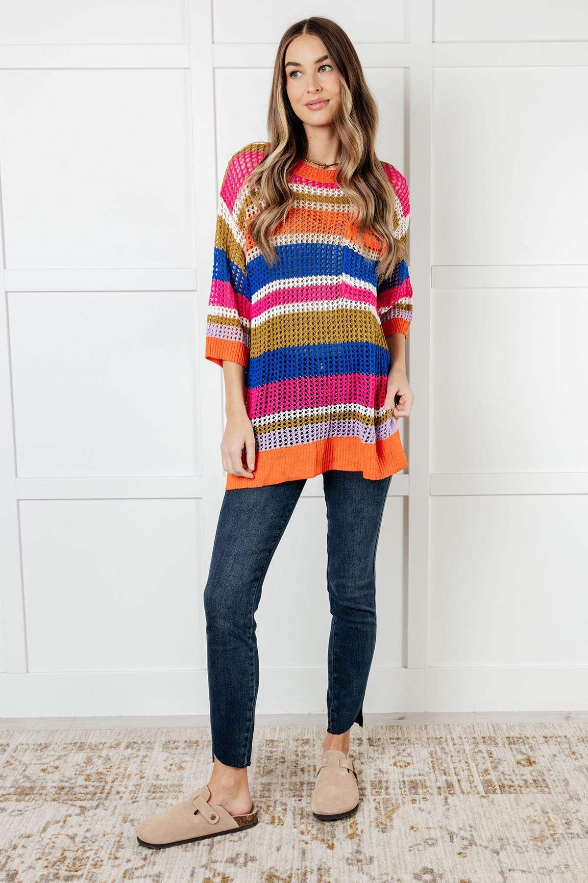 Reflections Striped Loose Knit Top