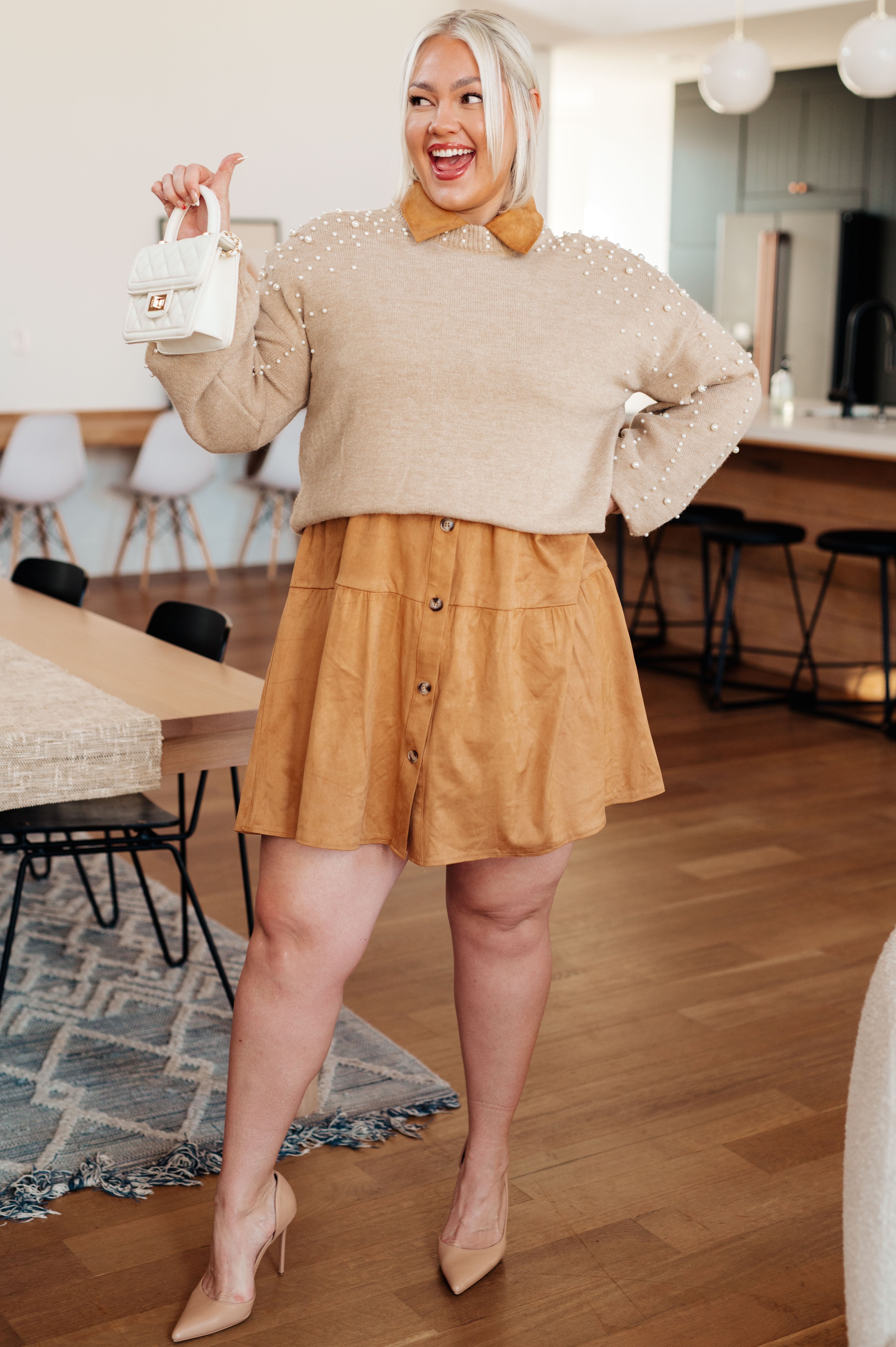 String Me Along Pearl Accent Sweater