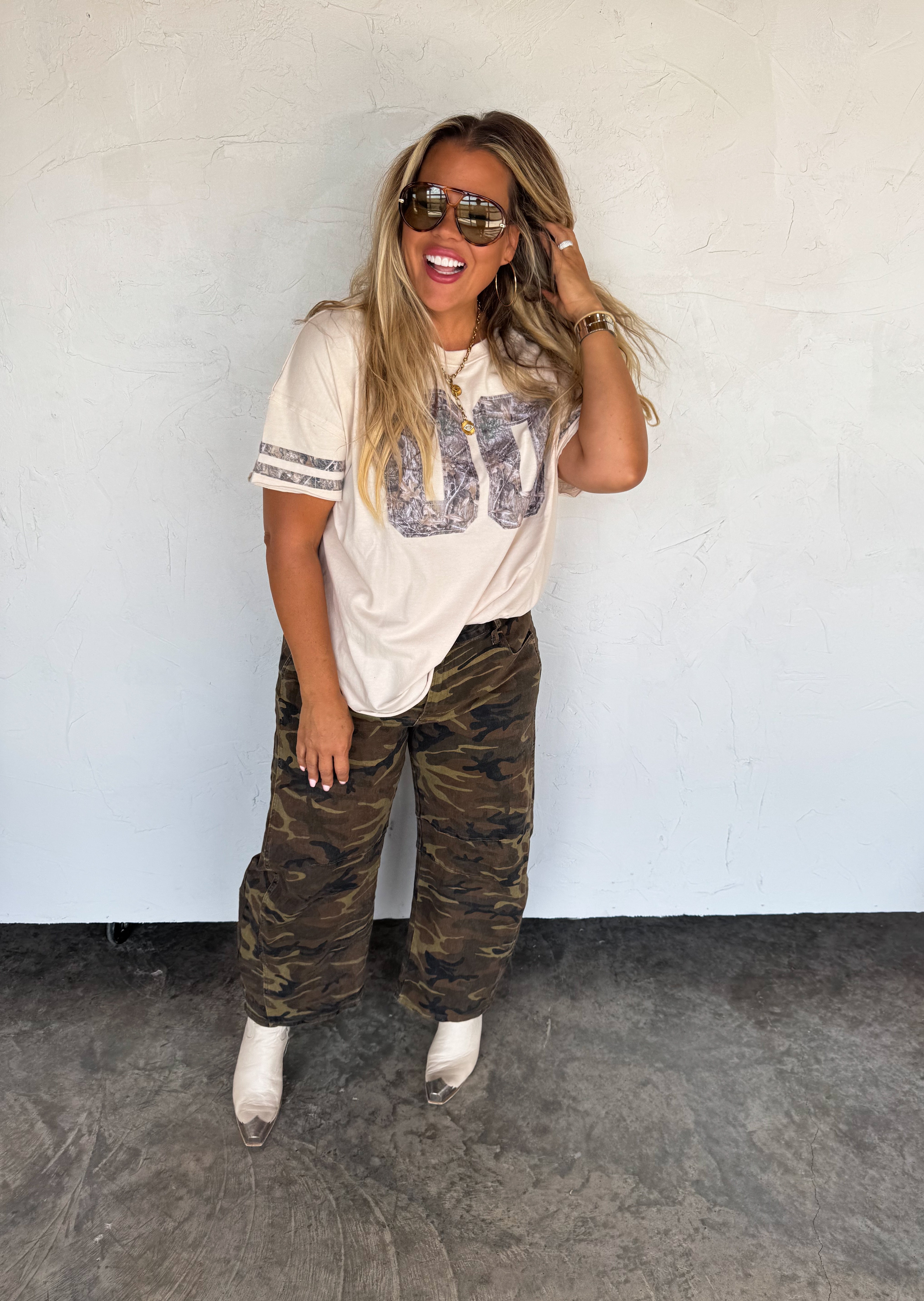 PRE-ORDER: BEX CAMO BARREL JEANS