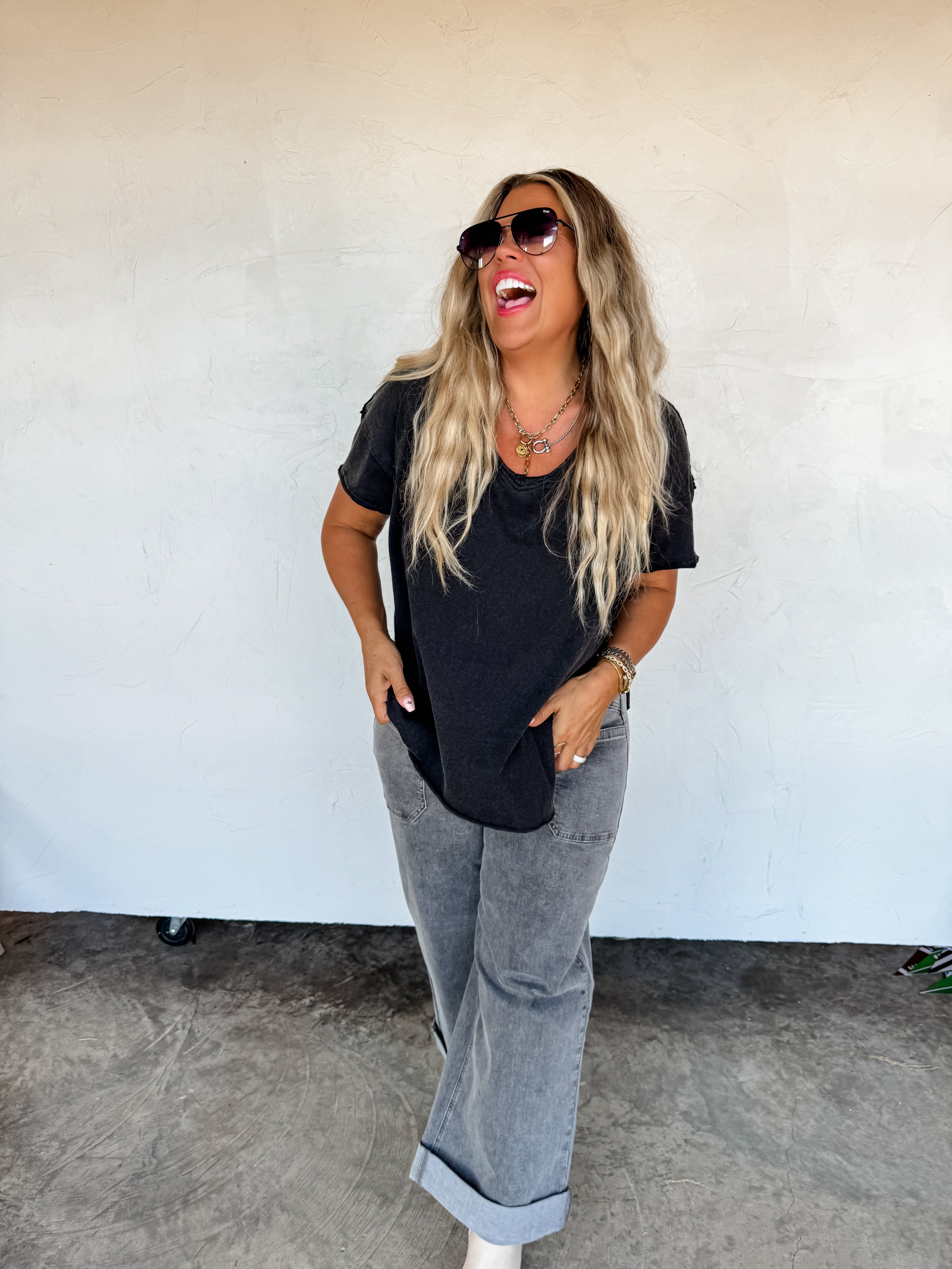 PRE-ORDER: JOEY VNECK WASHED COTTON BOYFRIEND TEE