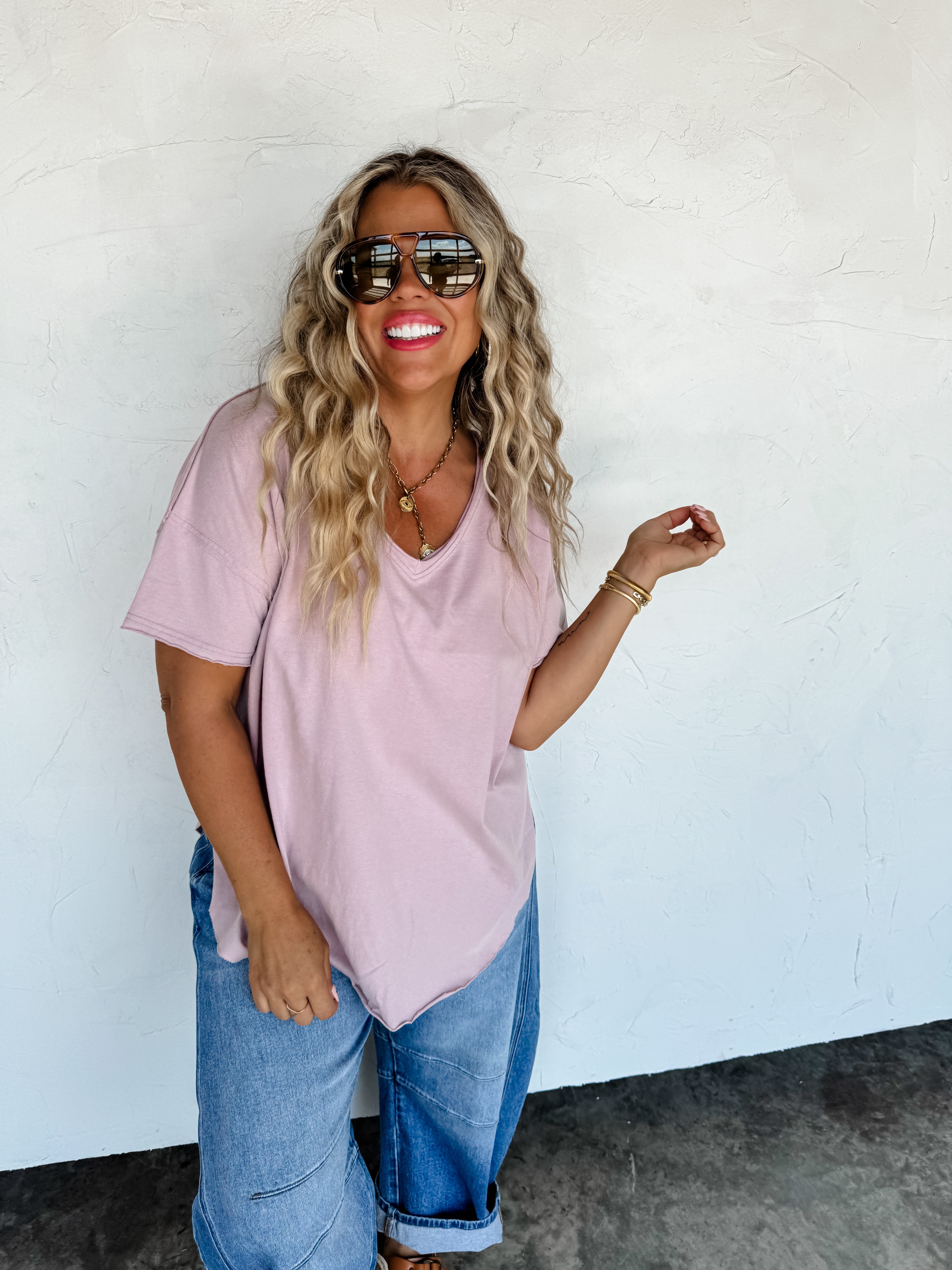 PRE-ORDER: JOEY VNECK WASHED COTTON BOYFRIEND TEE