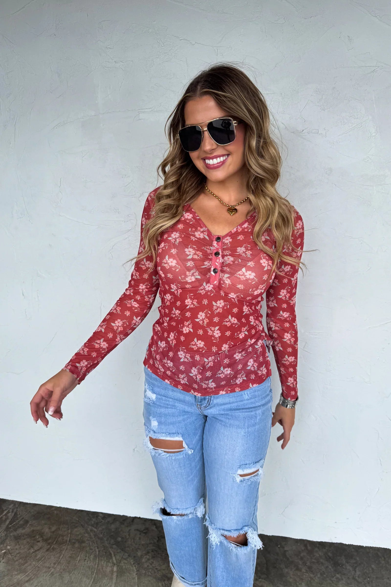 PRE-ORDER: Annie Vneck Mesh Top