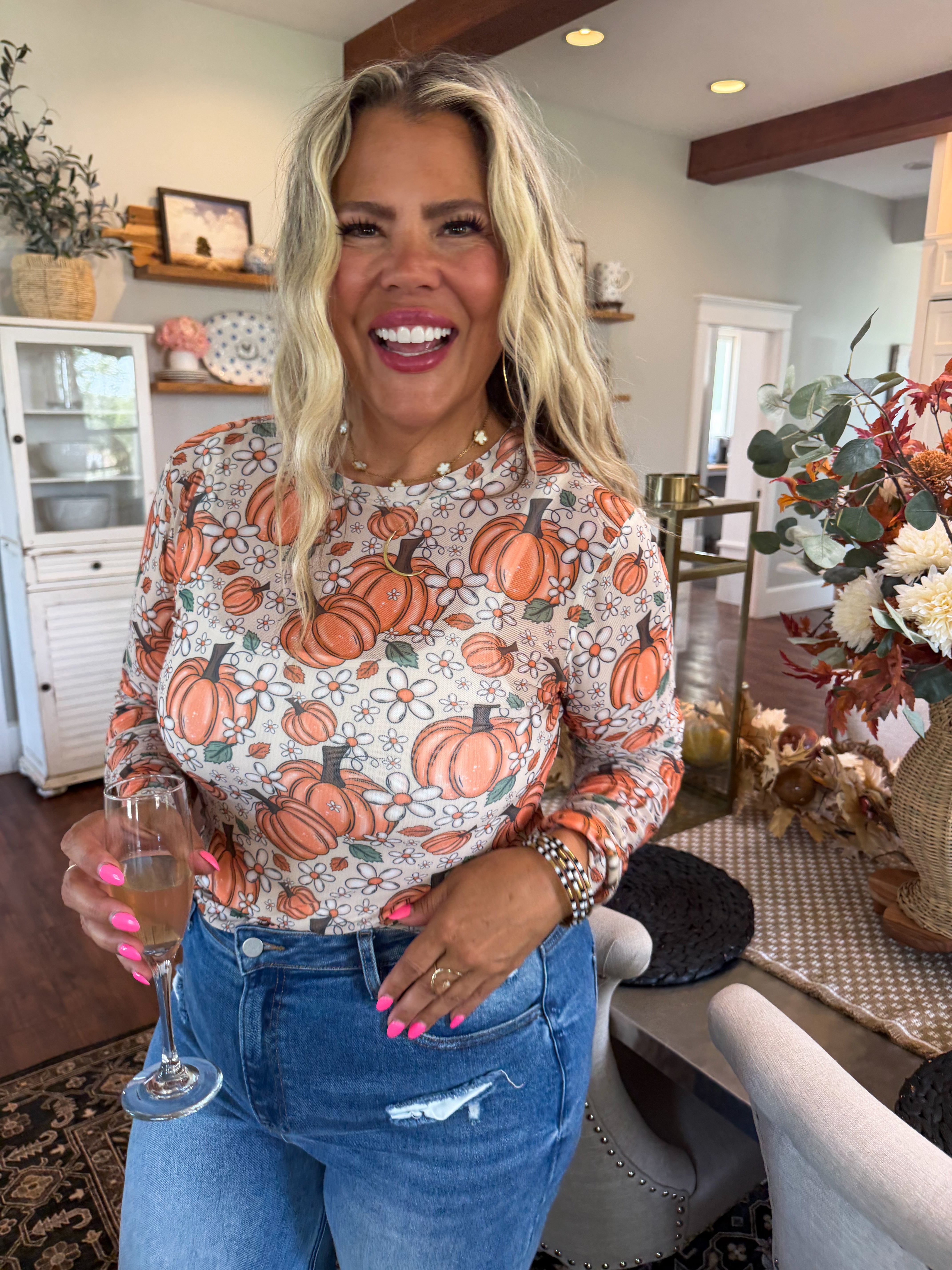 PRE-ORDER: HARVEST BLOOM MESH TOP