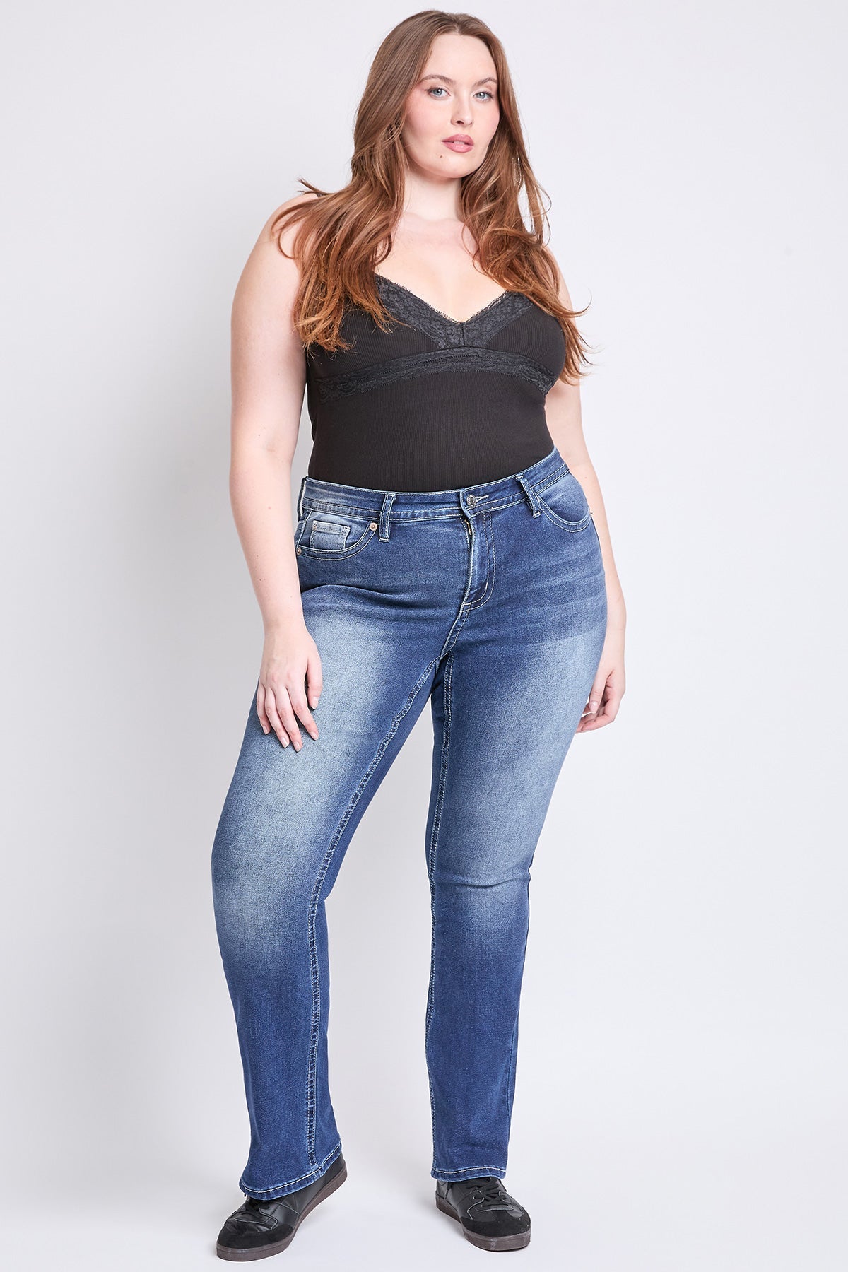 Plus Mid Rise Premium Stitch Bootcut Jeans