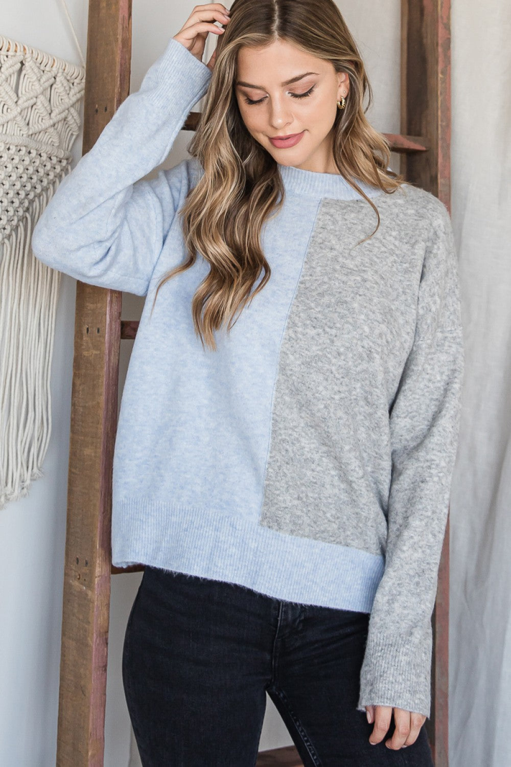Color Block Lounging Sweater Top