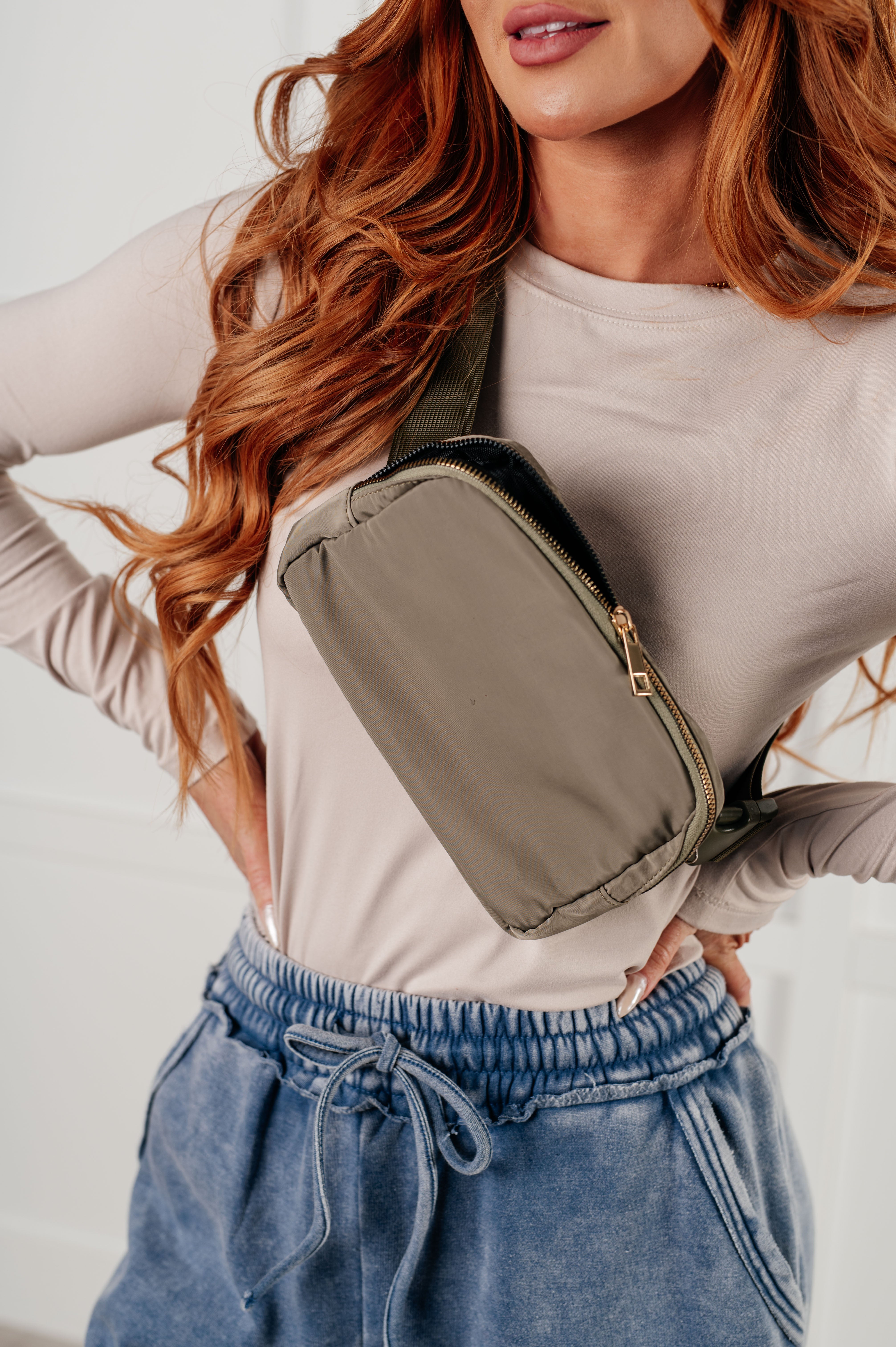 Everywhere I Go Crossbody Belt Bag in Olive