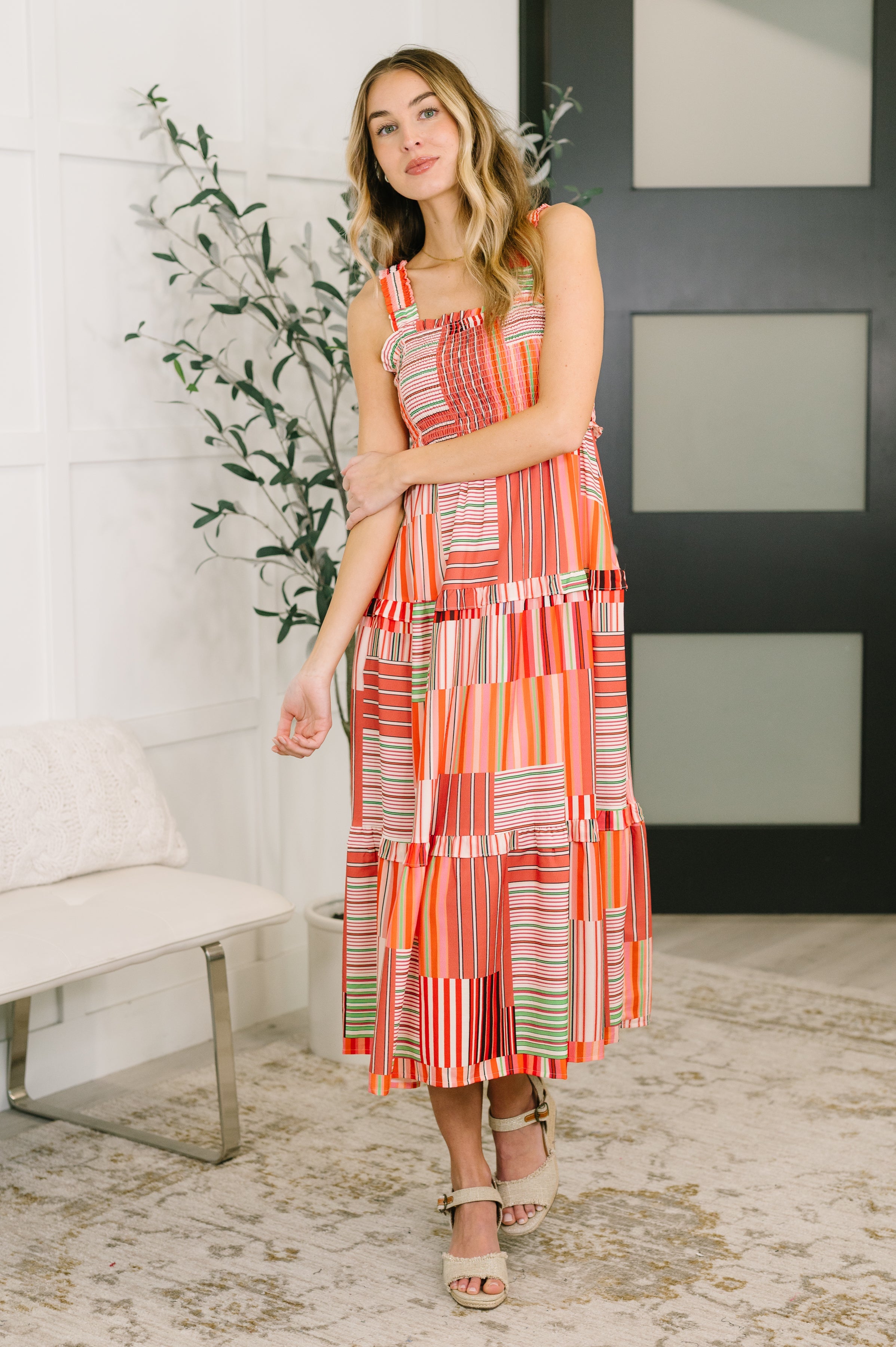 Extra Sentimental Wide Strap Tiered Dress