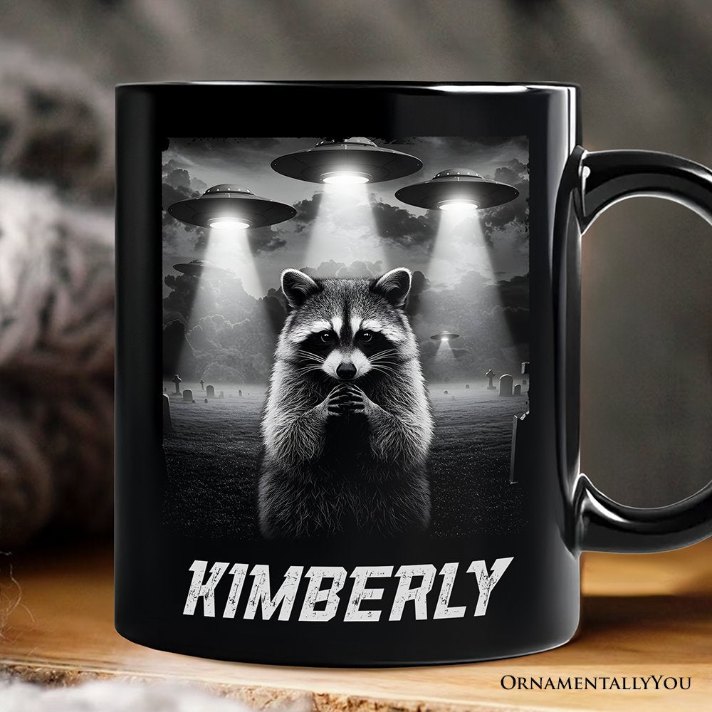 Funny Raccoon UFO Personalized Mug