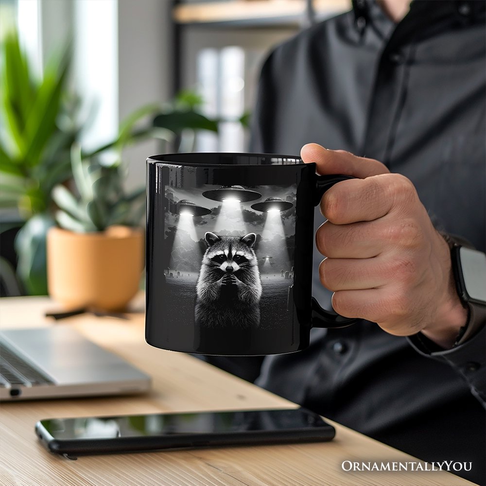 Funny Raccoon UFO Personalized Mug